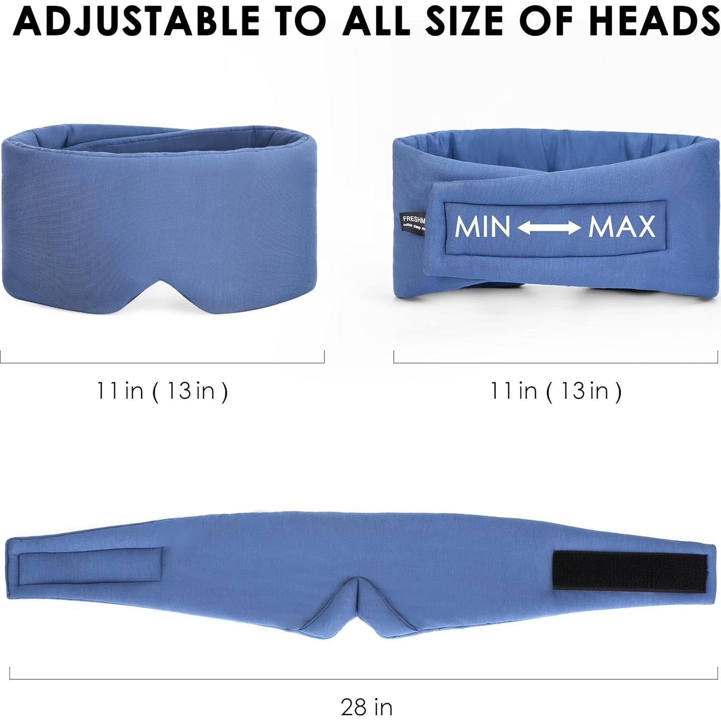 Máscara de Sueño FRESHME Algodón Ajustable Azul