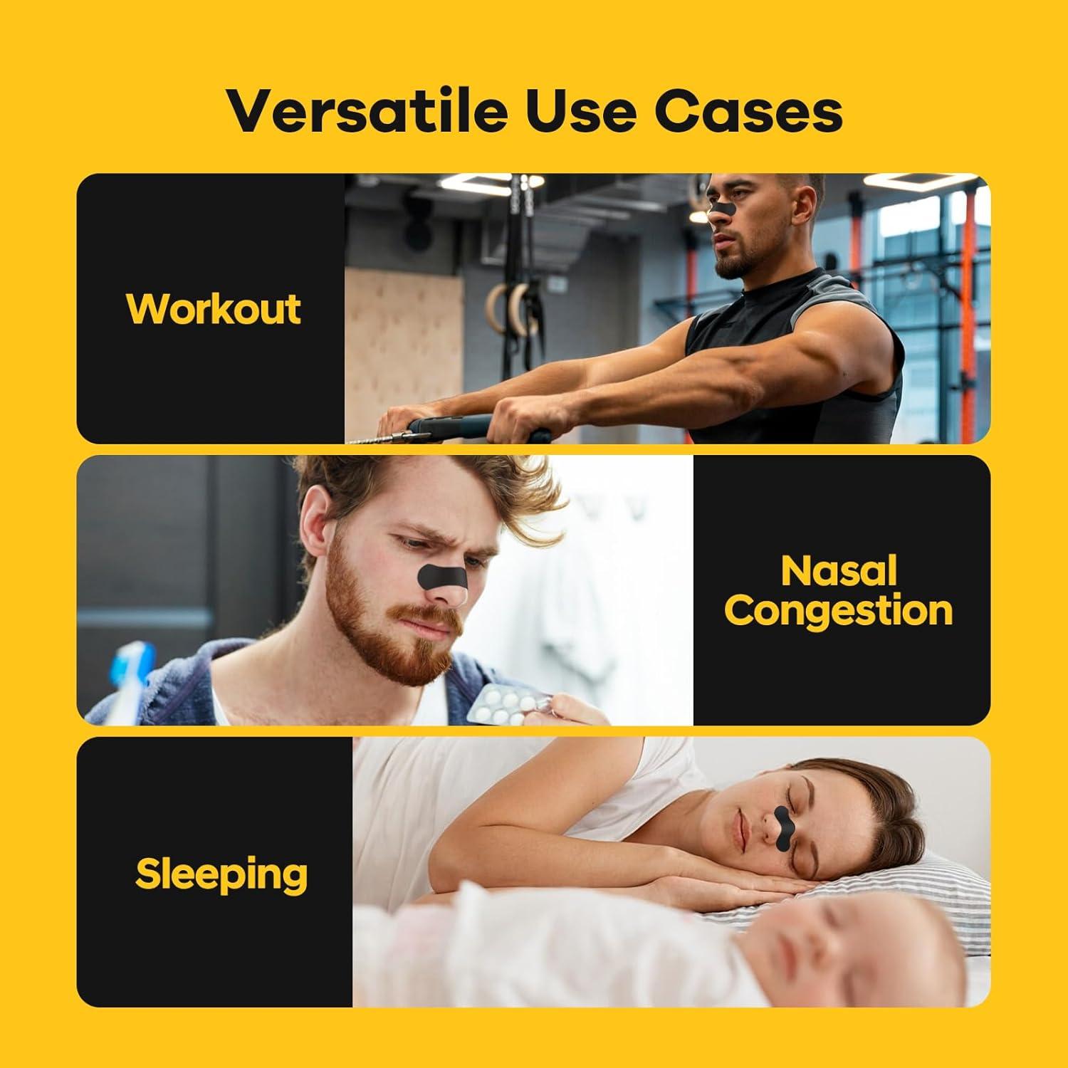 Tiras Nasales SleepSloth 36 Tiras Alivio Congestión Negro