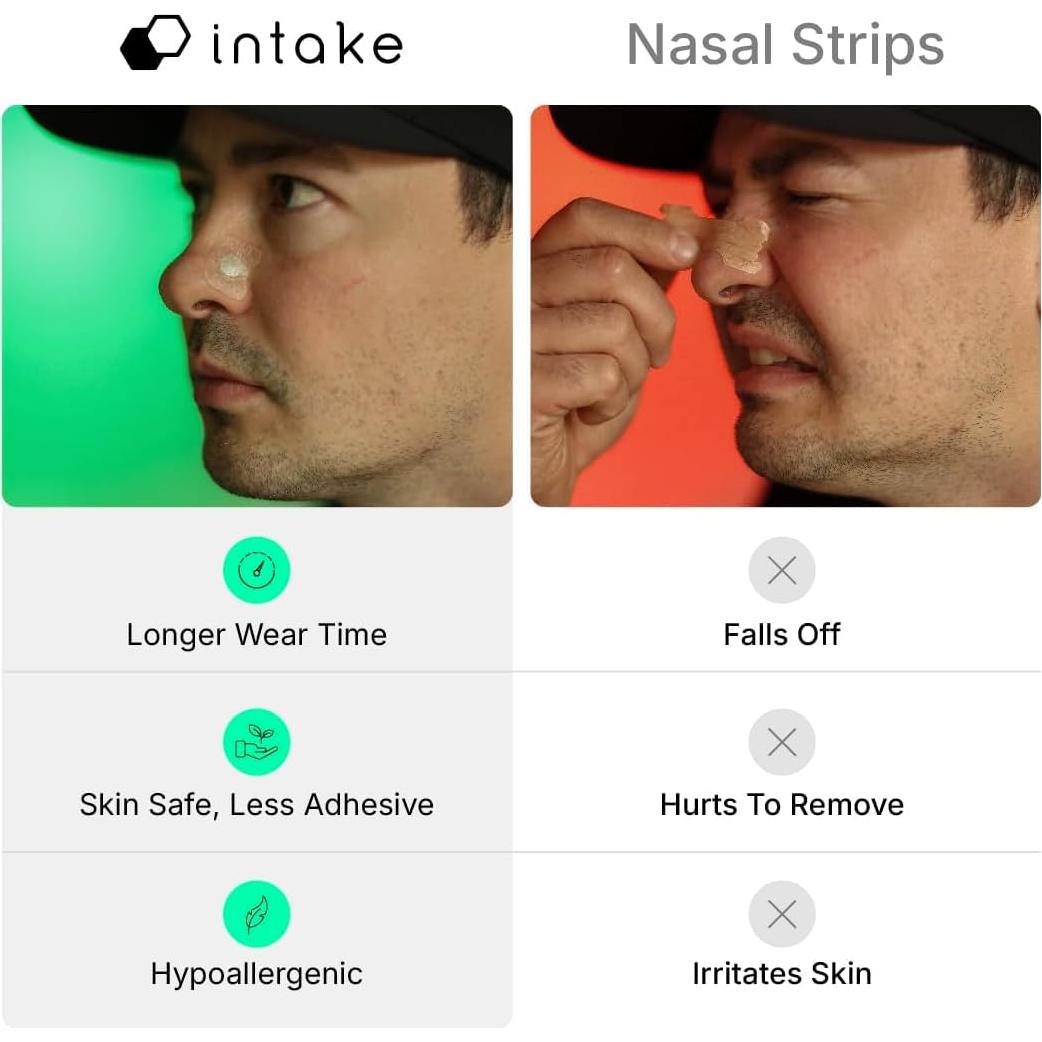 Kit de Tiras Nasales Intake - 15 Piezas, Negro, Alivio Ronquidos