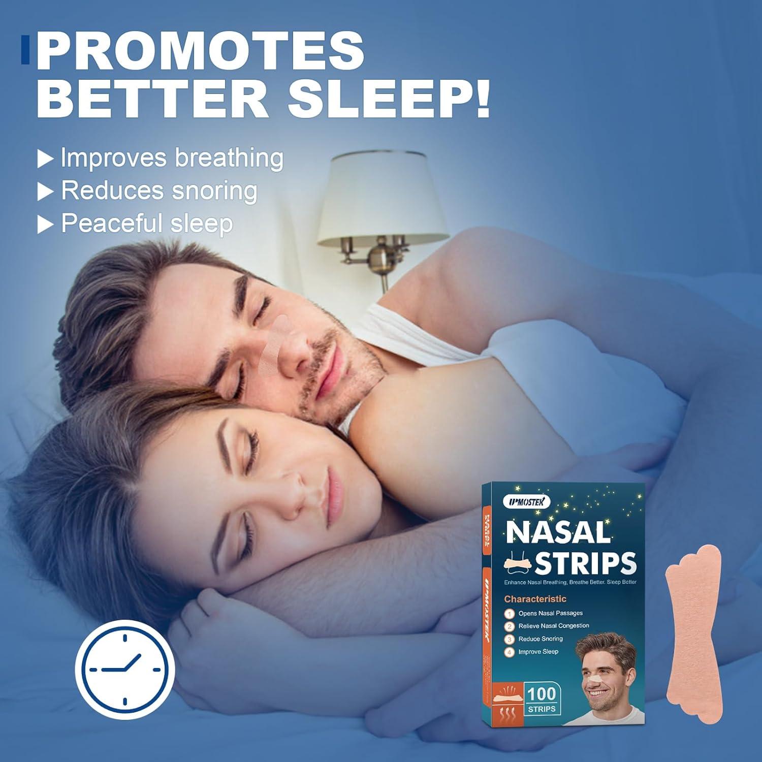 100 Tiras Nasales UPMOSTEK para Ronquidos y Congestión