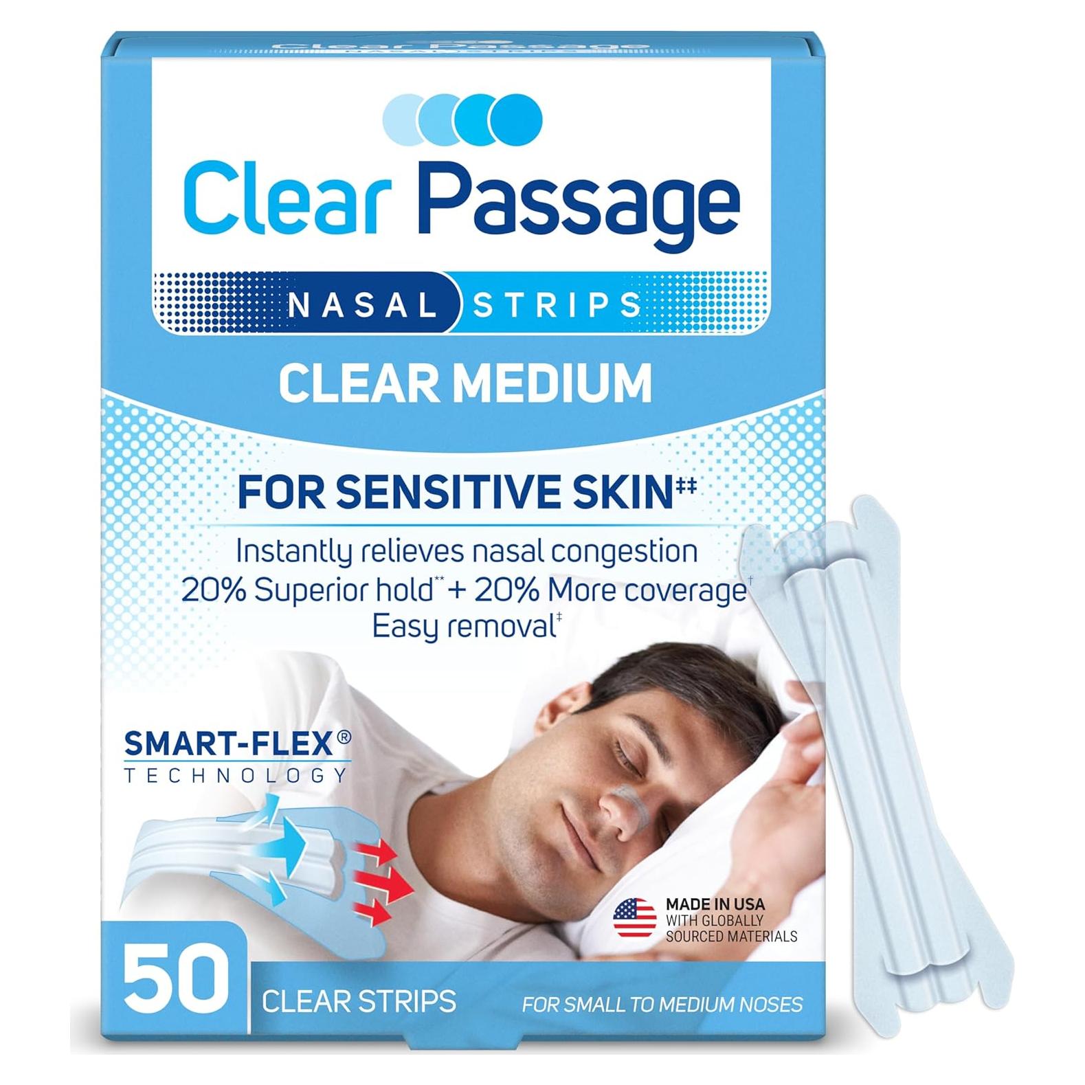 Tiras Nasales Medianas Aso 50 ct Alivio Congestión Instantáneo