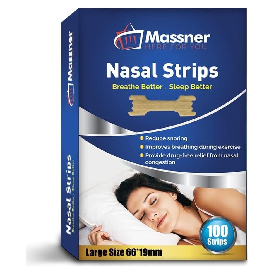 Tiras Nasales Antironquidos Massner Grande 100 Piezas
