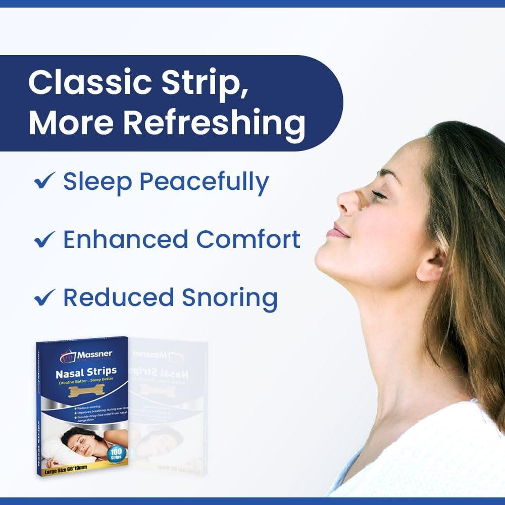 Tiras Nasales Antironquidos Massner Grande 100 Piezas