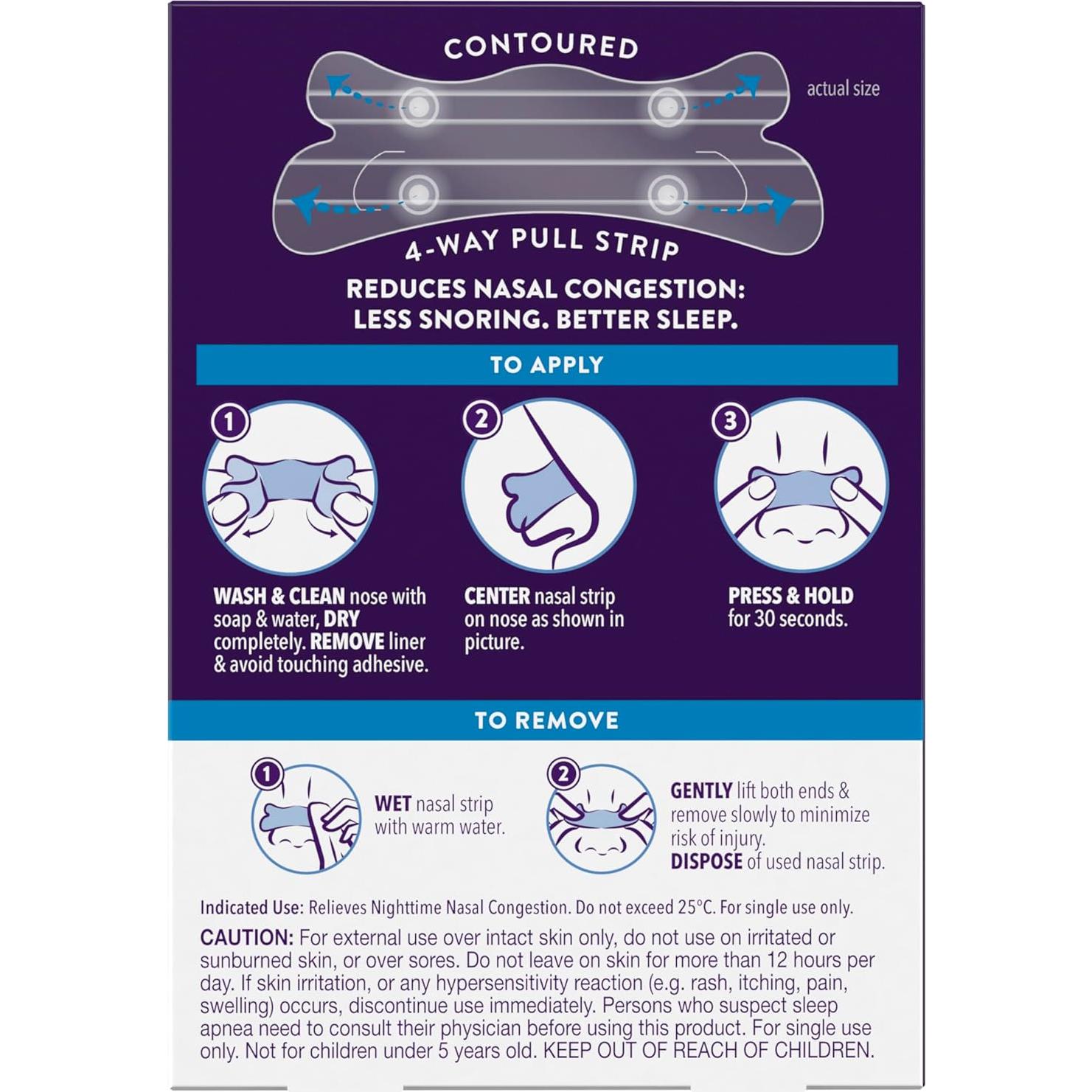 Tiras Nasales ZzzQuil Sleep, Alivio Congestión Nasal, 52 Unidades