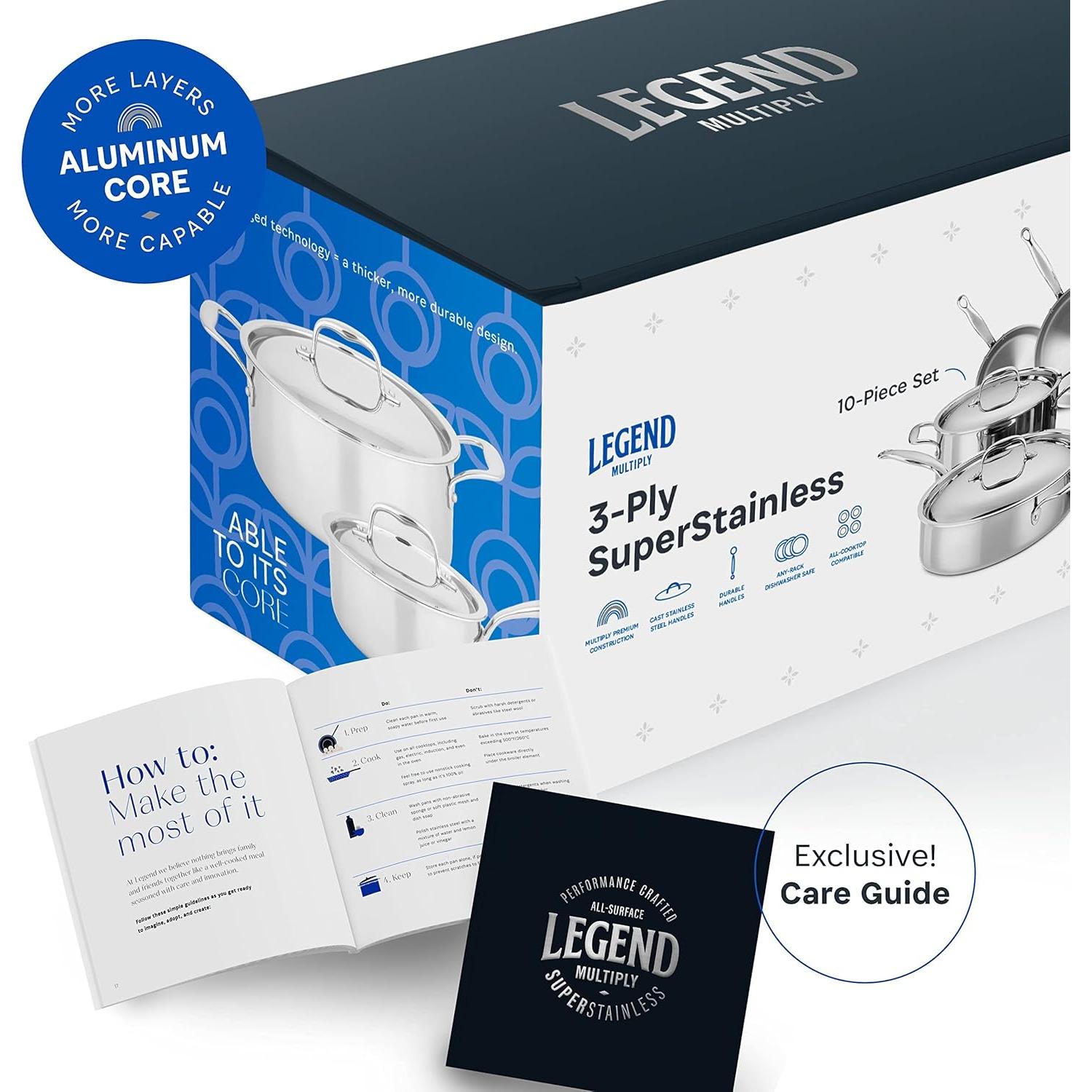 Juego de Ollas Legend 10 Piezas Acero Inoxidable 3 Capas