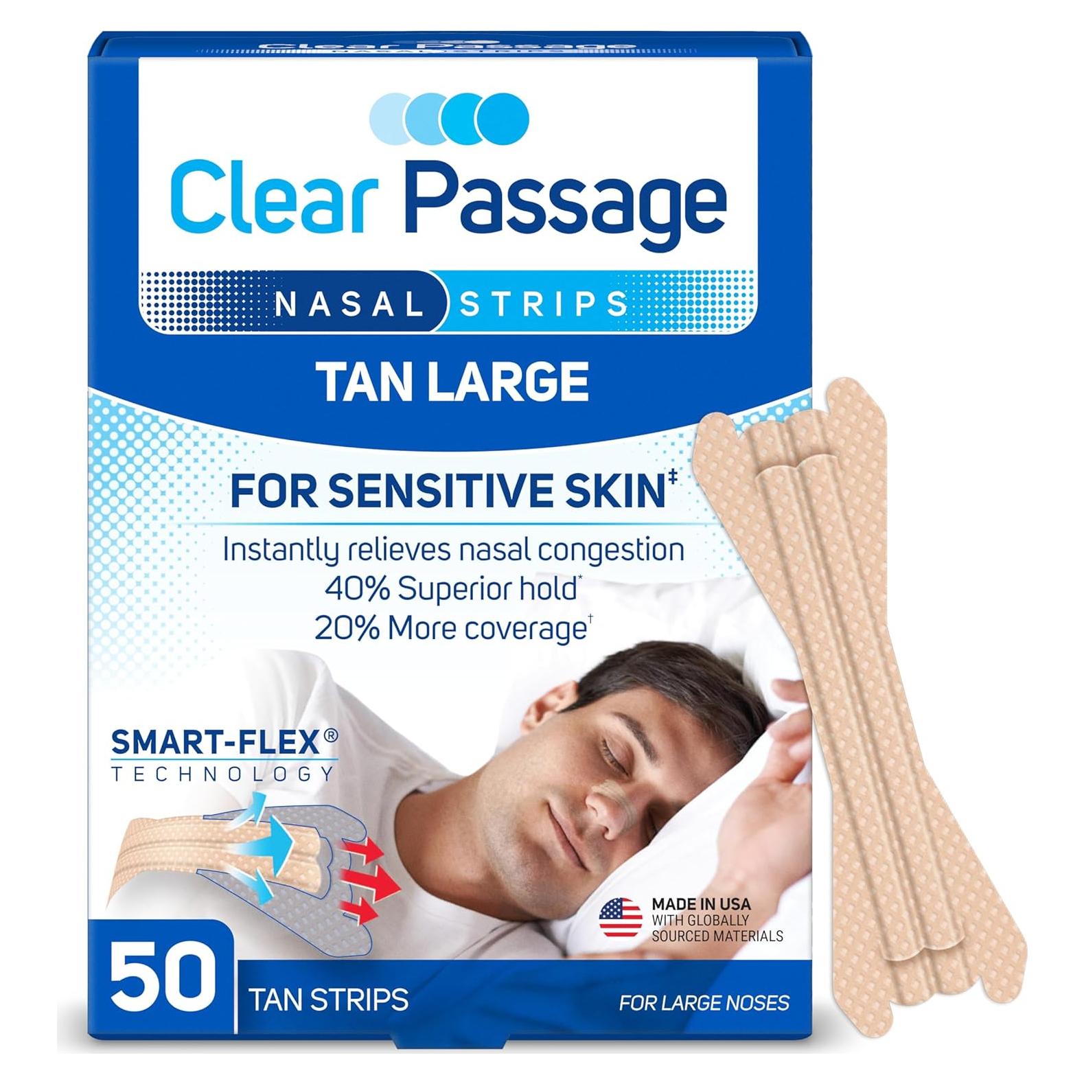 Tiras Nasales Grandes ASO 50 ct Alivio Congestión Alergias