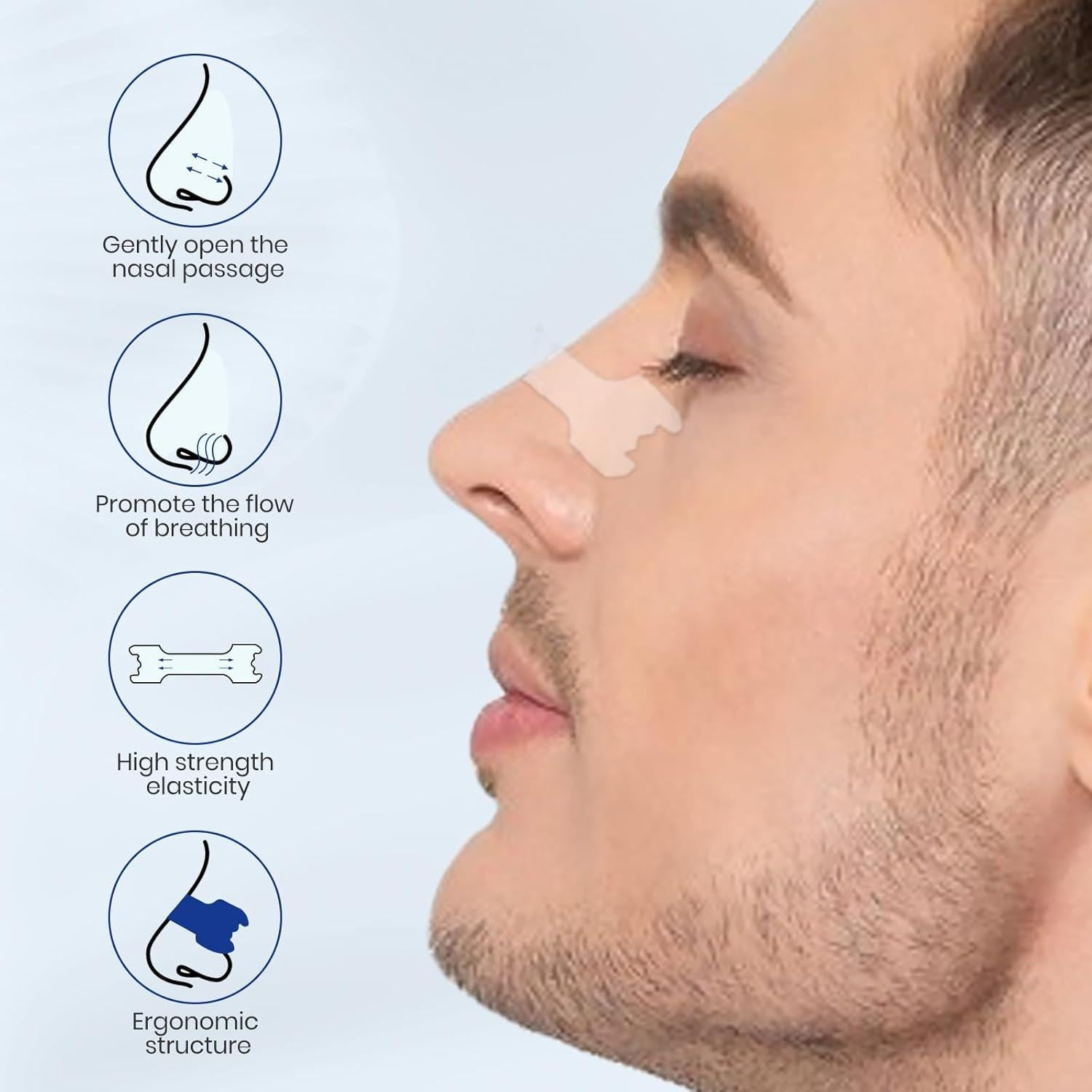 Tiras Nasales MQUPIN 150 Unidades Alivio Congestión 6.6x1.9cm