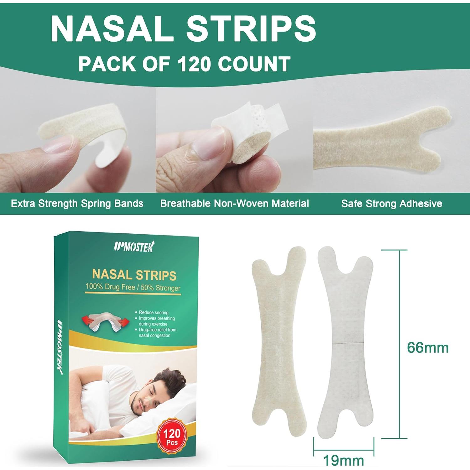 Tiras Nasales UPMOSTEK 120 Unidades Alivio Ronquidos