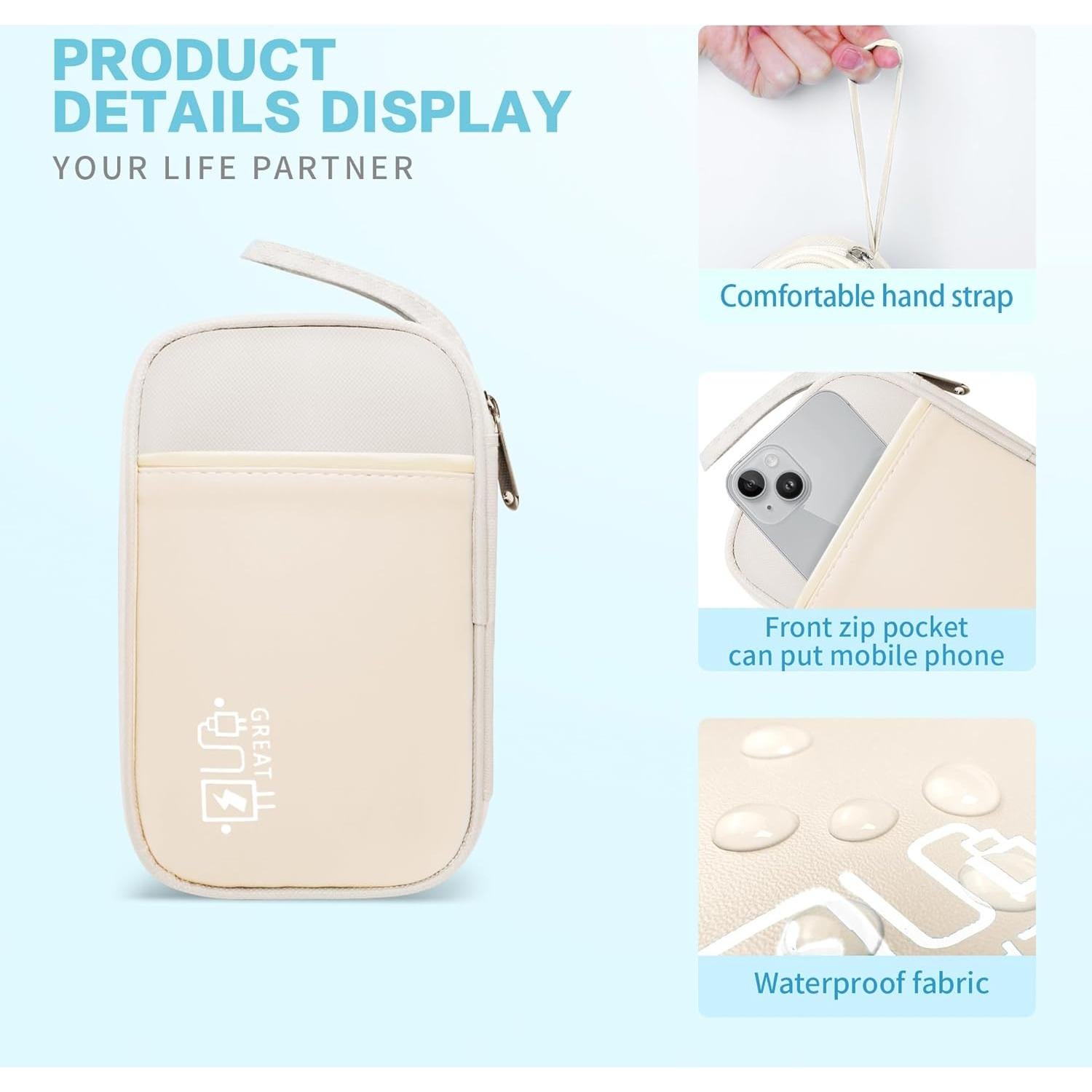 Organizador Electrónico Lcsmaokin Beige 18.74x11.94cm