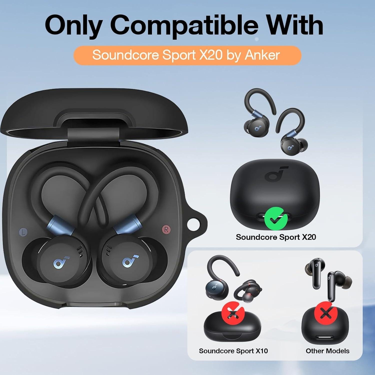 Funda de Silicona LDSXAY para Anker Soundcore Sport X20 - Negro