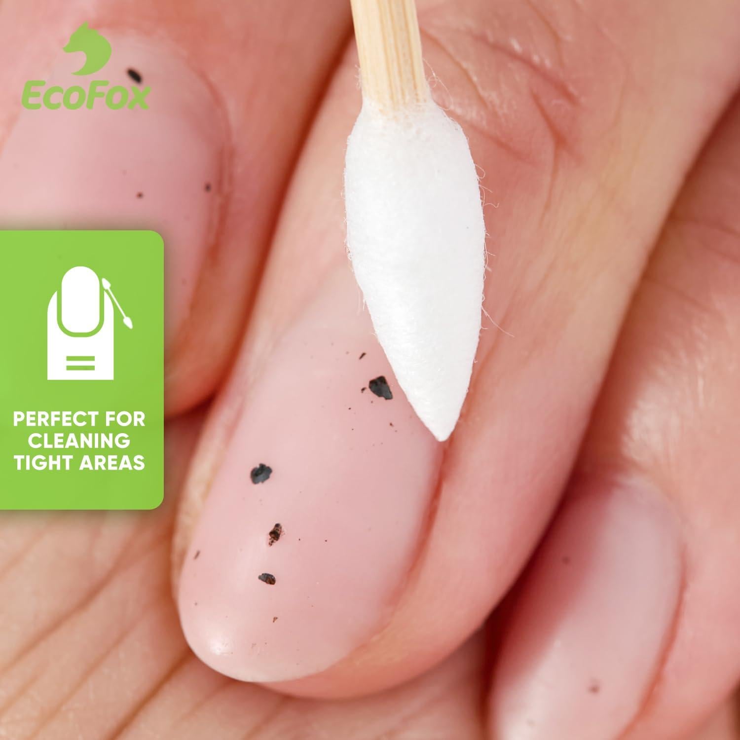 Hisopos de Algodón Eco-Amigables EcoFox 200 Unidades Punta Doble