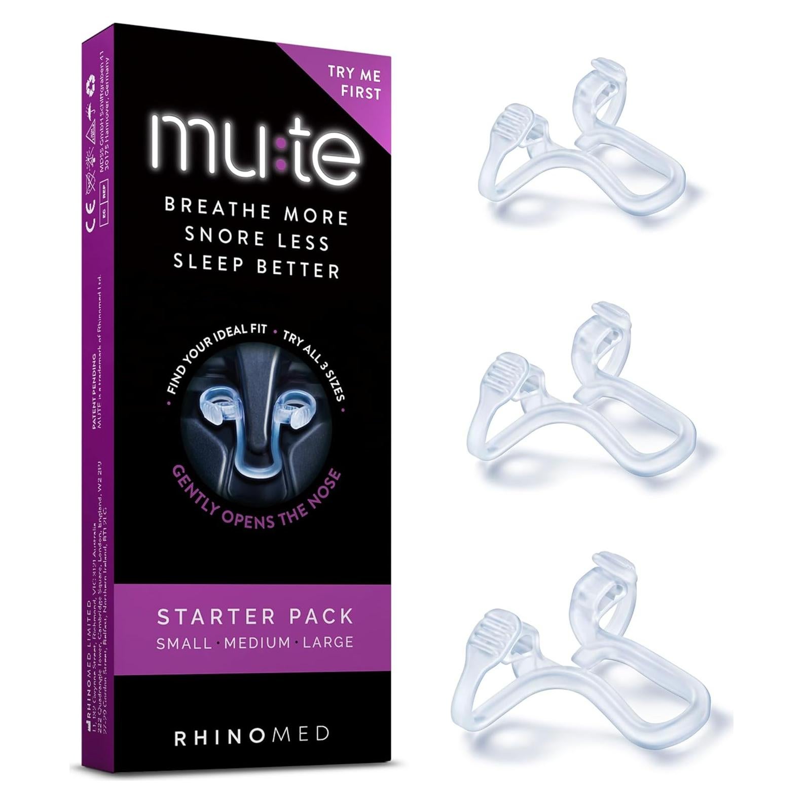 Dilatador Nasal Mute Rhinomed Paquete de 3 Antironquidos