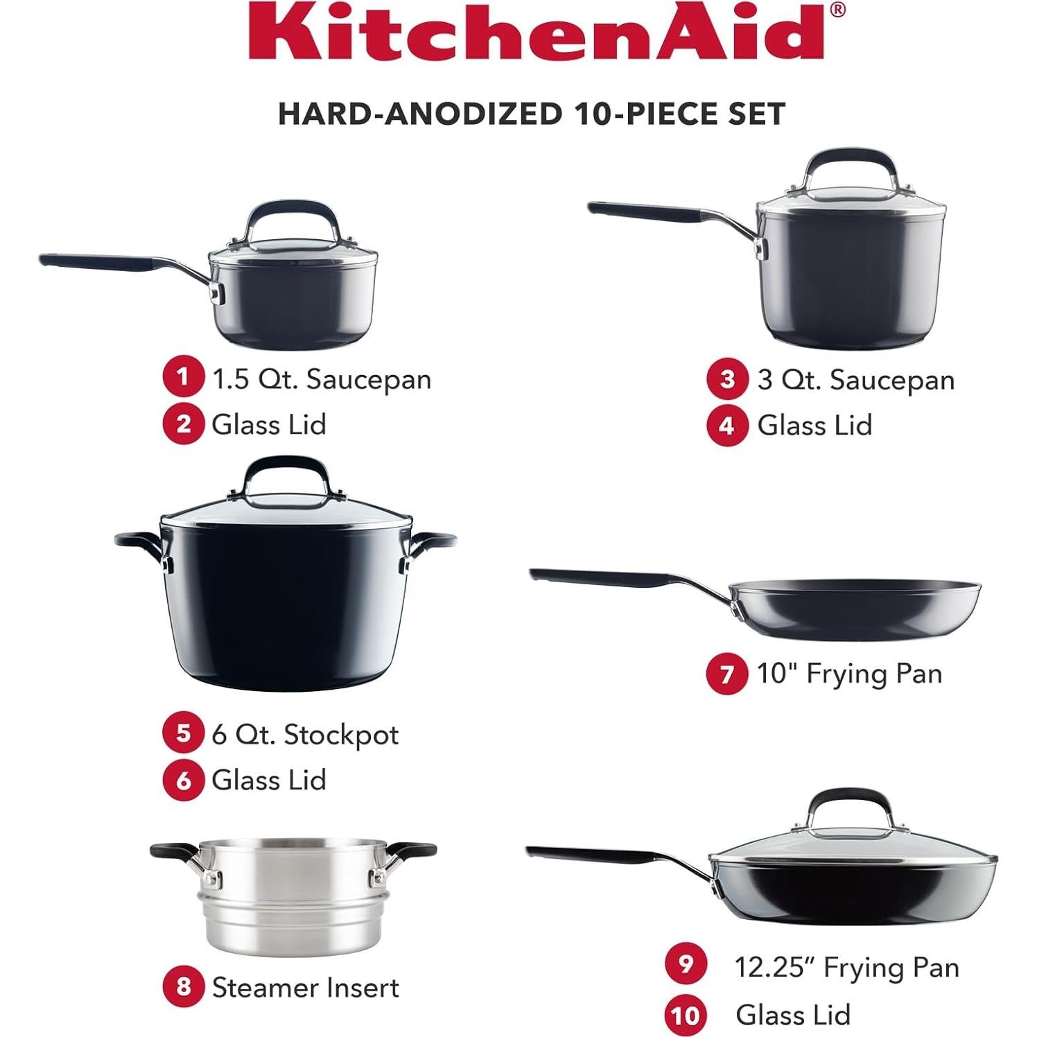 Juego de Utensilios de Cocina KitchenAid 10 Piezas Aluminio