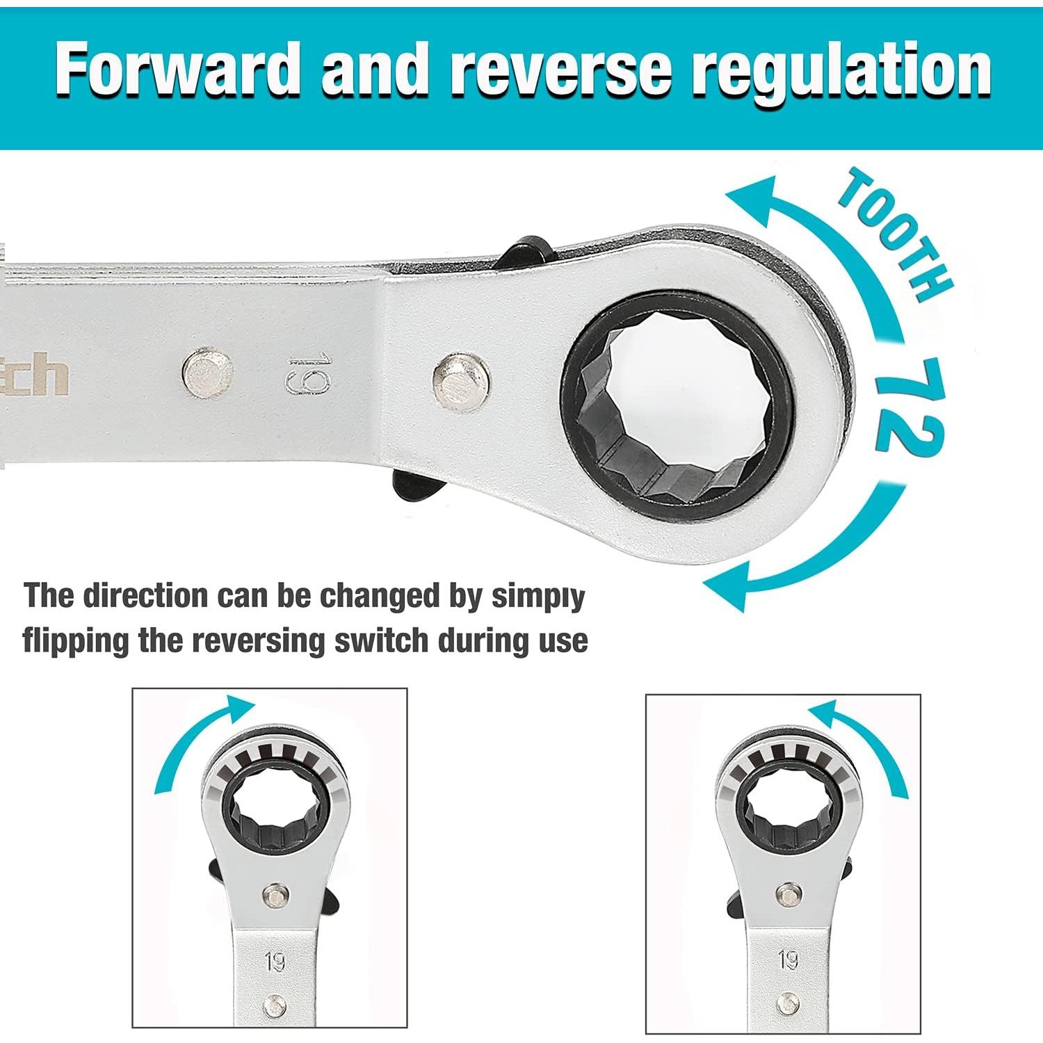 Juego de 5 Llaves de Carraca Reversibles DURATECH 6-21 mm