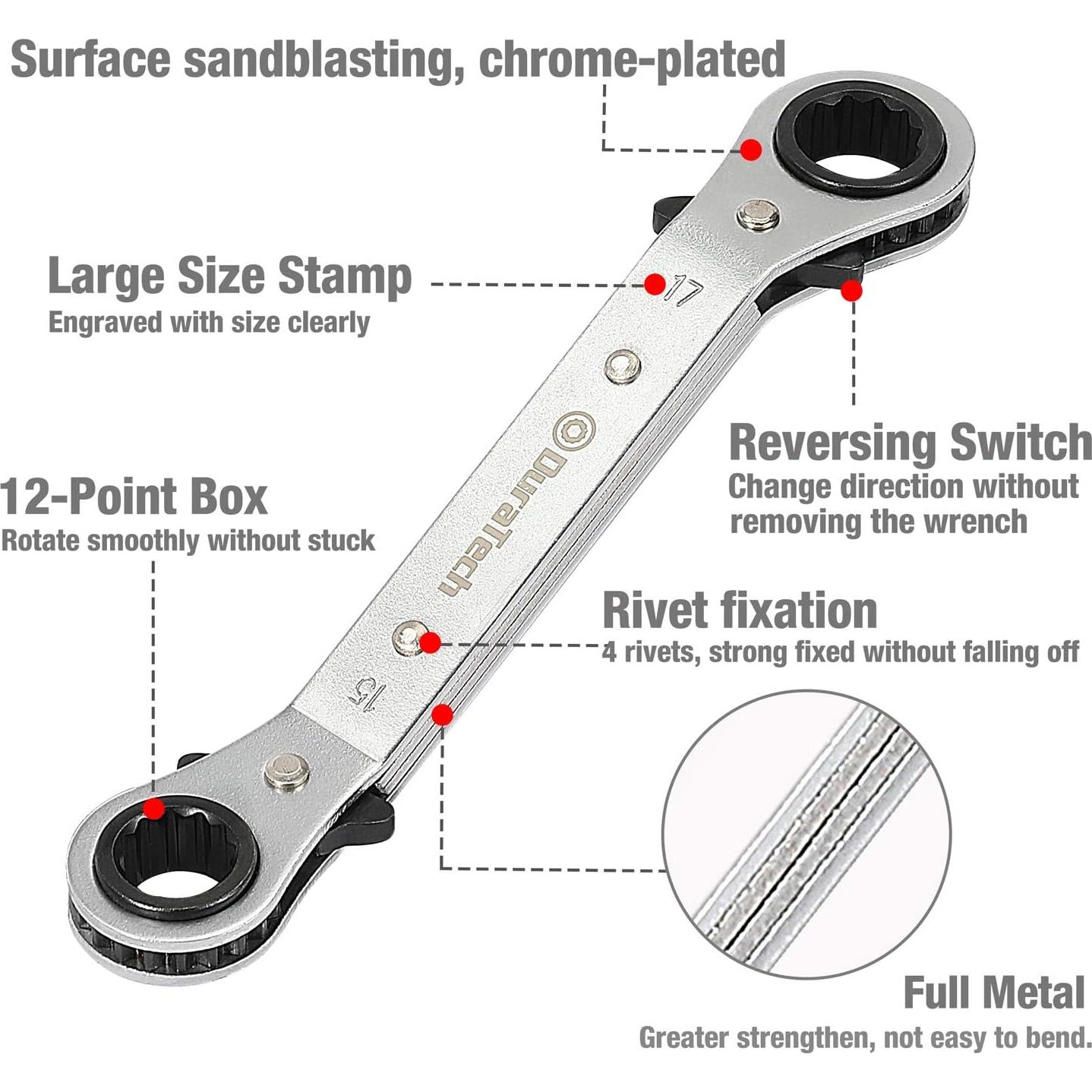 Juego de 5 Llaves de Carraca Reversibles DURATECH 6-21 mm
