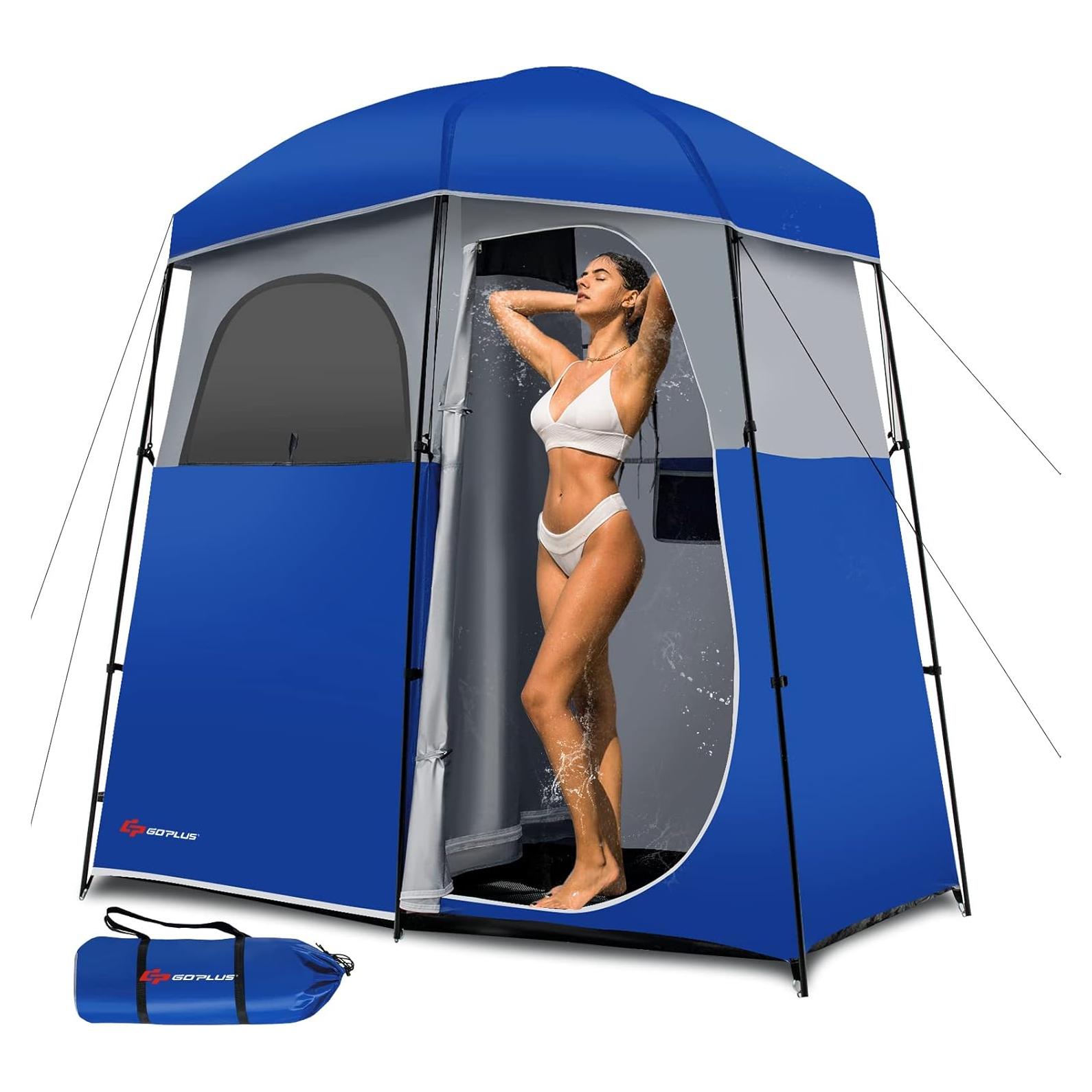 Carpa de Ducha Goplus 2 Habitaciones Impermeable Azul