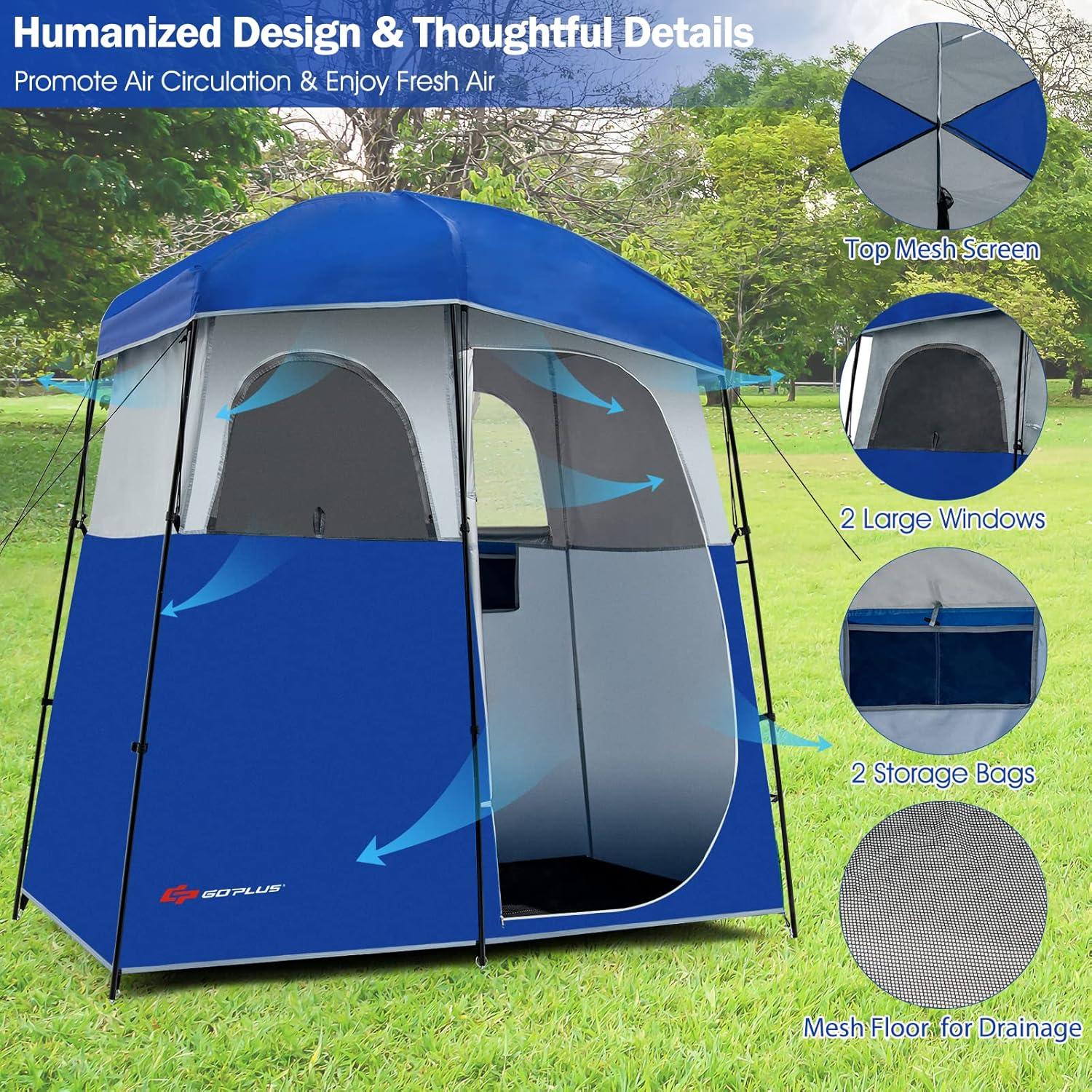 Carpa de Ducha Goplus 2 Habitaciones Impermeable Azul