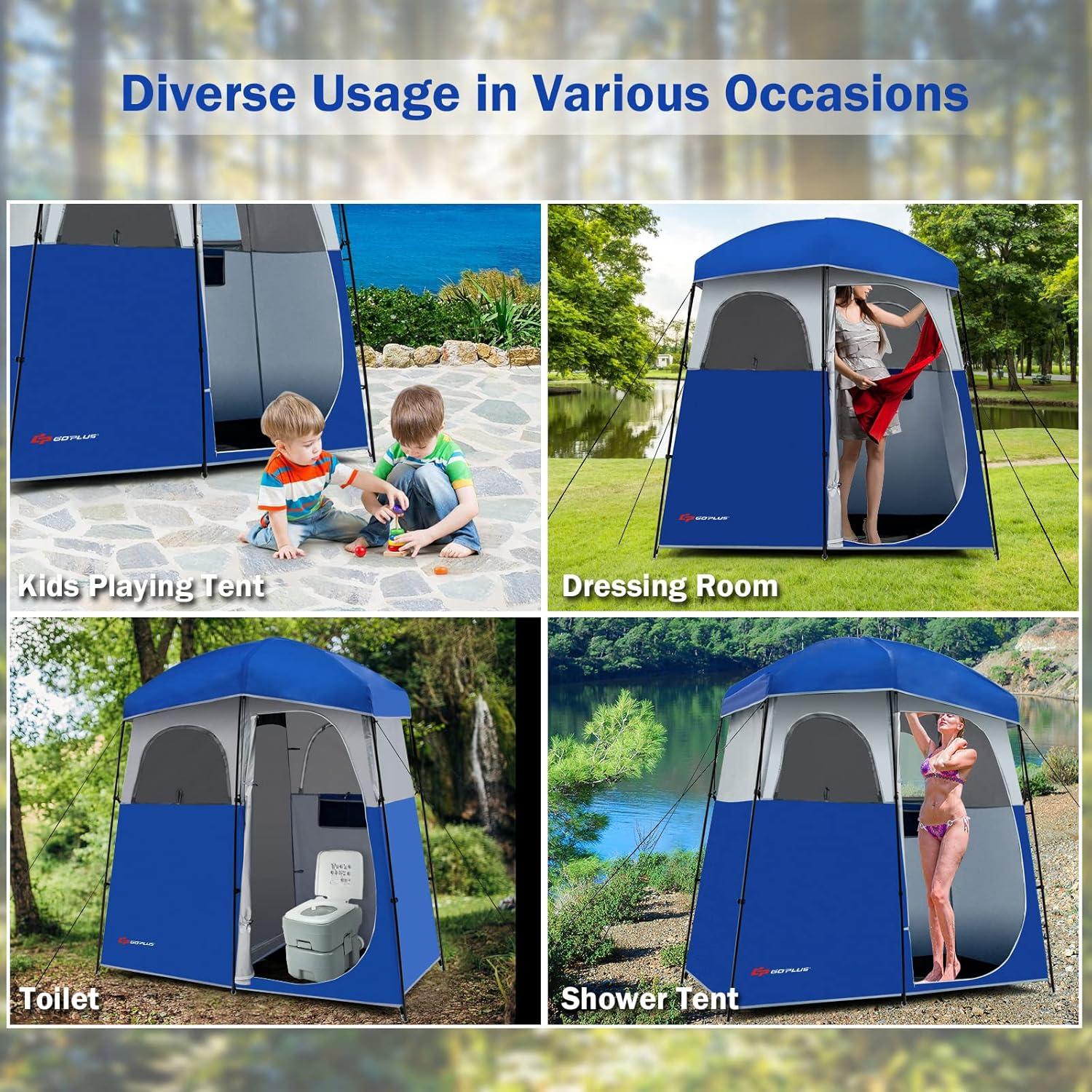 Carpa de Ducha Goplus 2 Habitaciones Impermeable Azul