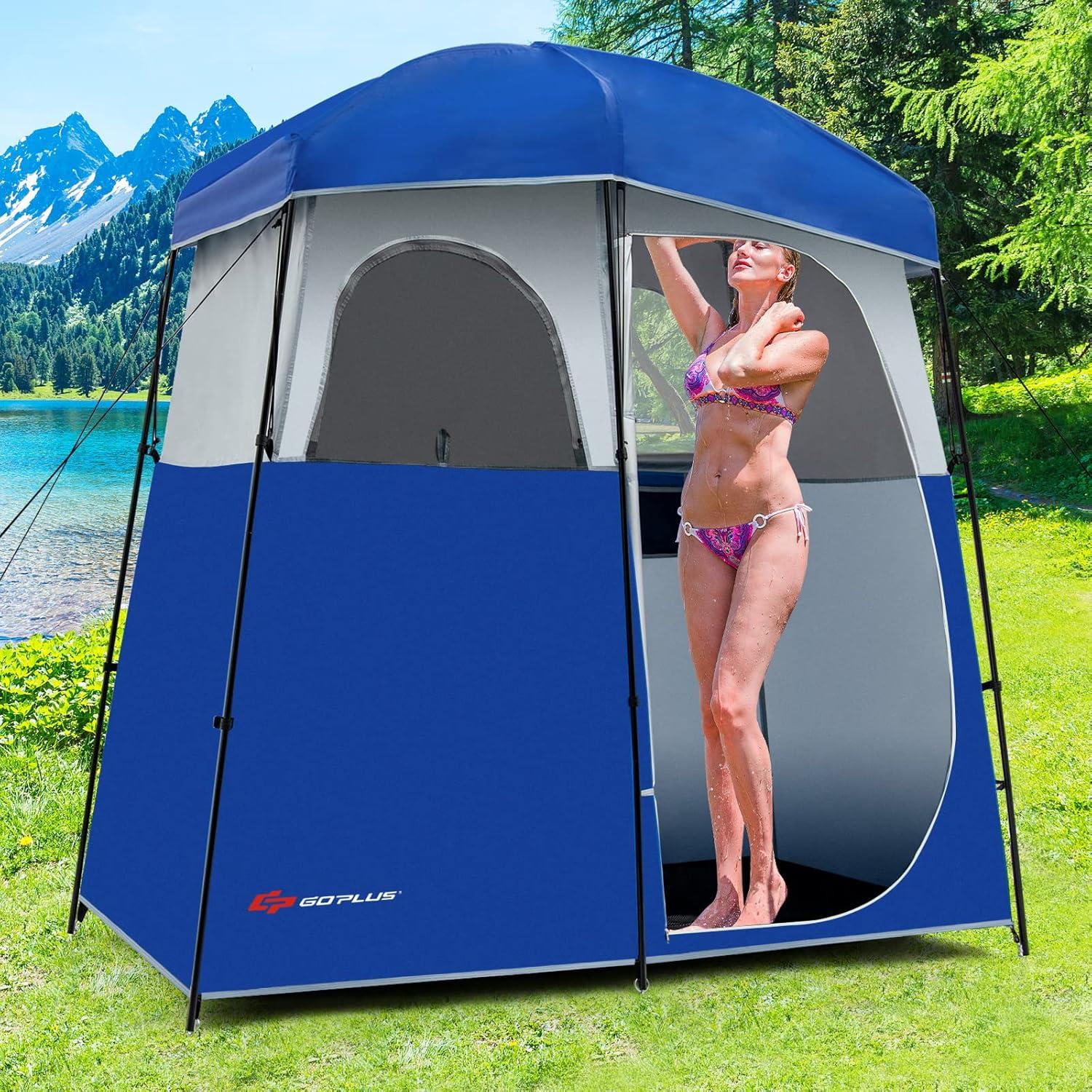 Carpa de Ducha Goplus 2 Habitaciones Impermeable Azul