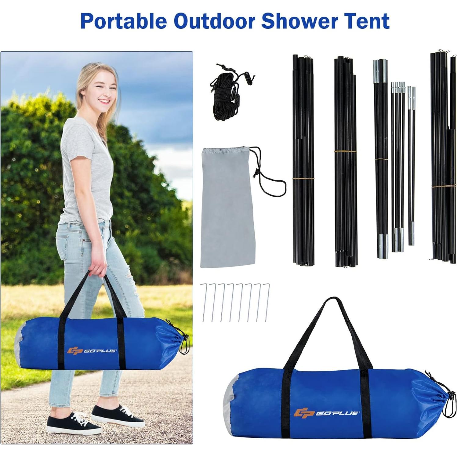 Carpa de Ducha Goplus 2 Habitaciones Impermeable Azul