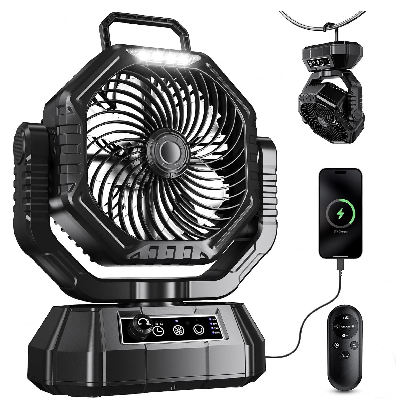 Ventilador Portátil HAWANA 20000mAh Camping Oscilante 360°