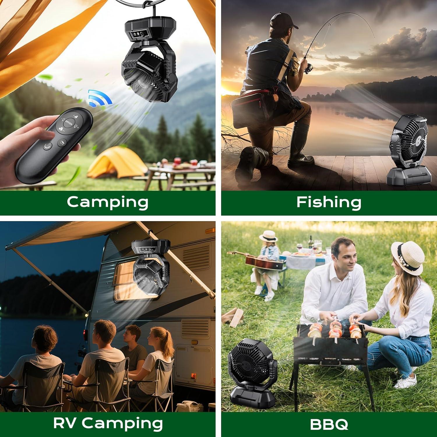 Ventilador Portátil HAWANA 20000mAh Camping Oscilante 360°