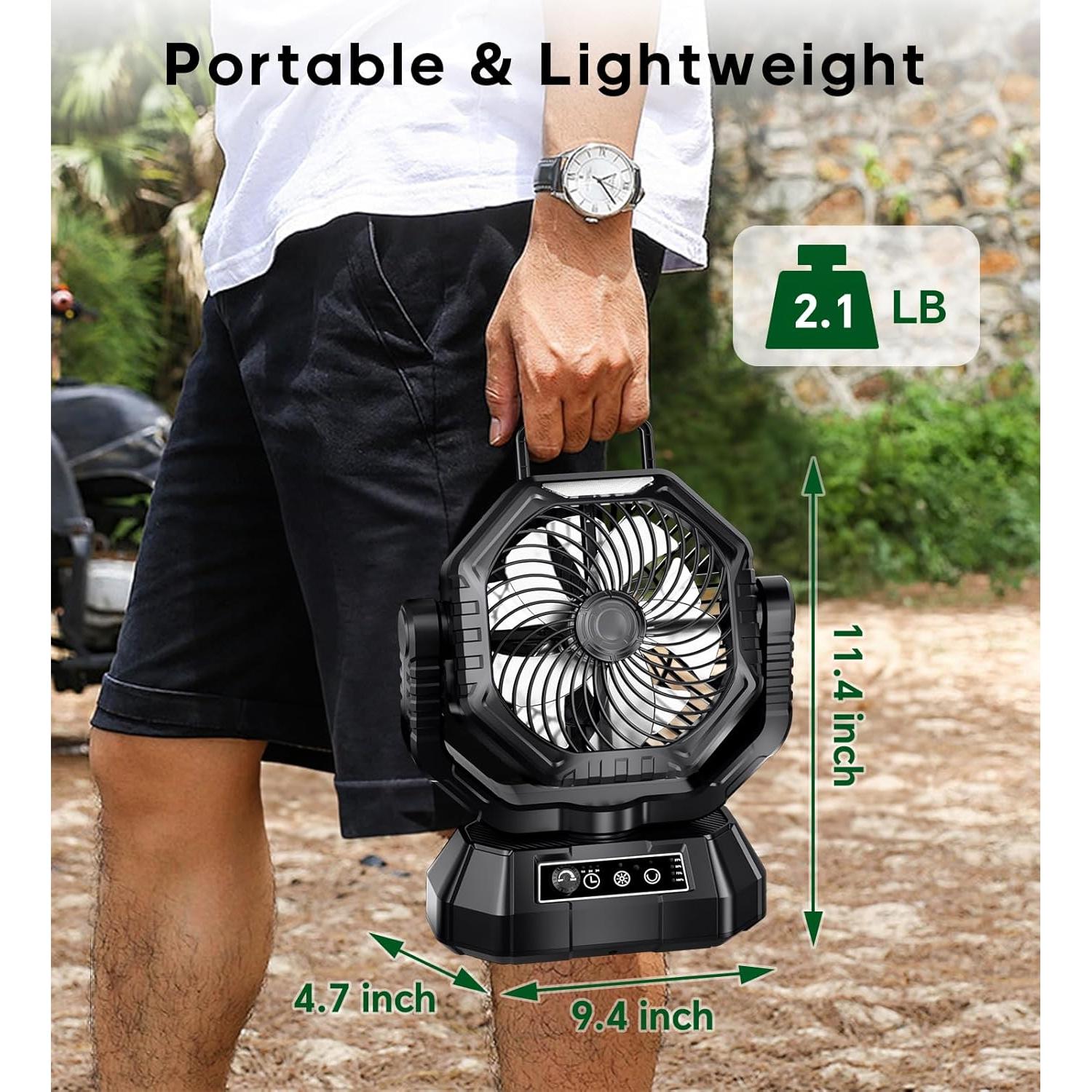 Ventilador Portátil HAWANA 20000mAh Camping Oscilante 360°