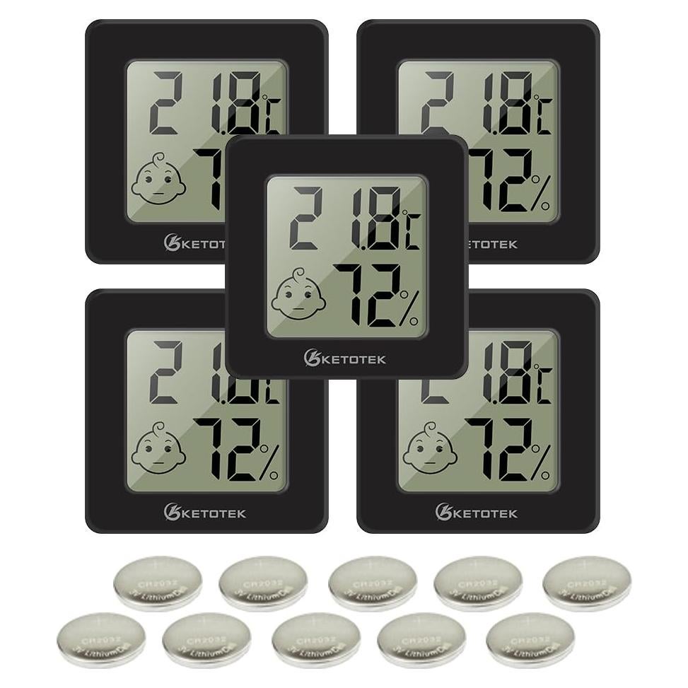 Paquete de 5 Higrómetros Digitales KETOTEK con Termómetro
