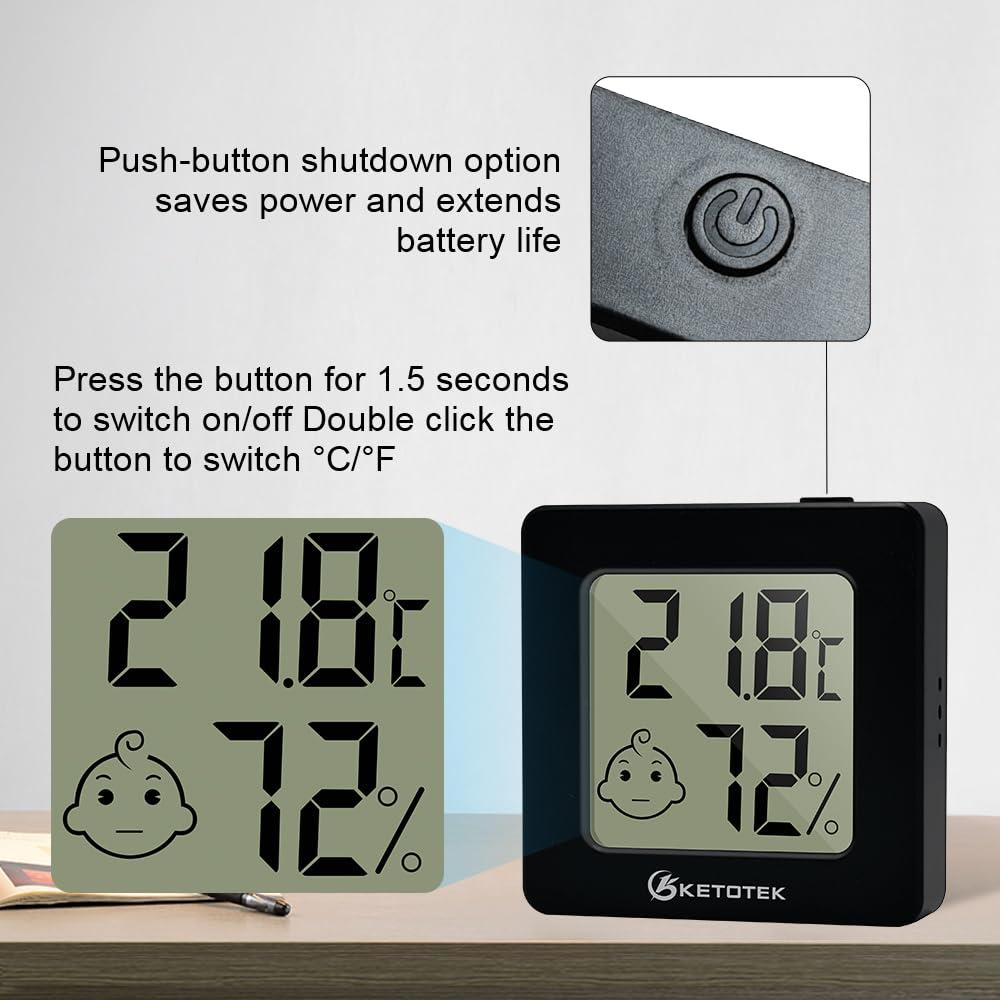 Paquete de 5 Higrómetros Digitales KETOTEK con Termómetro
