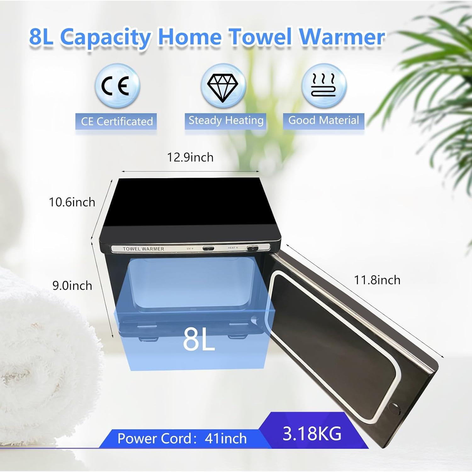 Calentador de Toallas JXSDLIY 8L Rápido y 2 en 1 Negro