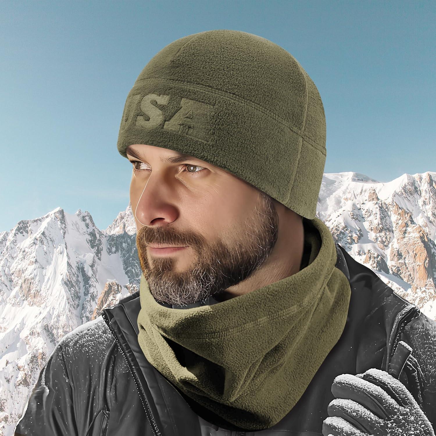Conjunto Gorro y Cuello Gaiter Cálido Oliva Ejército