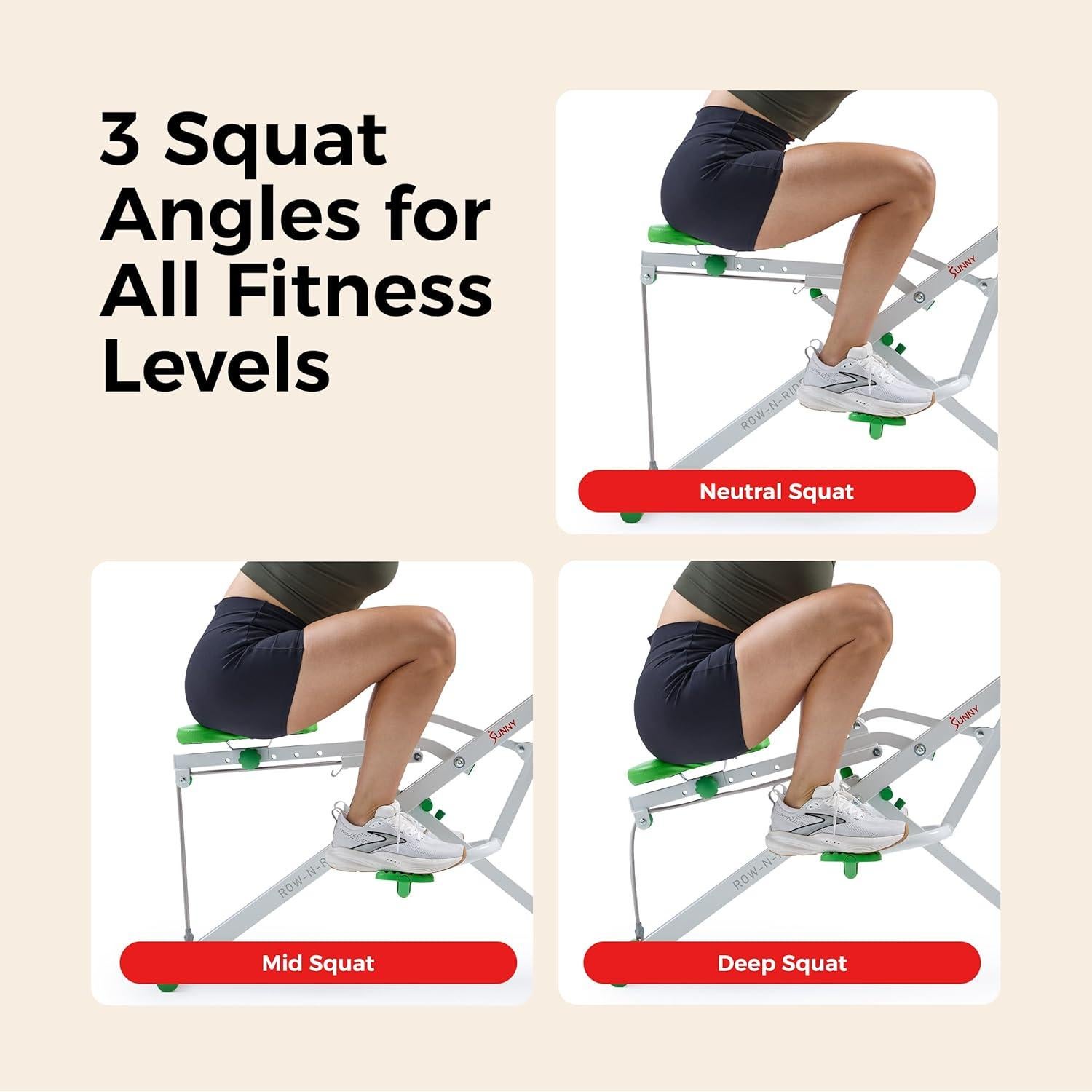 Entrenador de Glúteos y Piernas Sunny Health Row-N-Ride