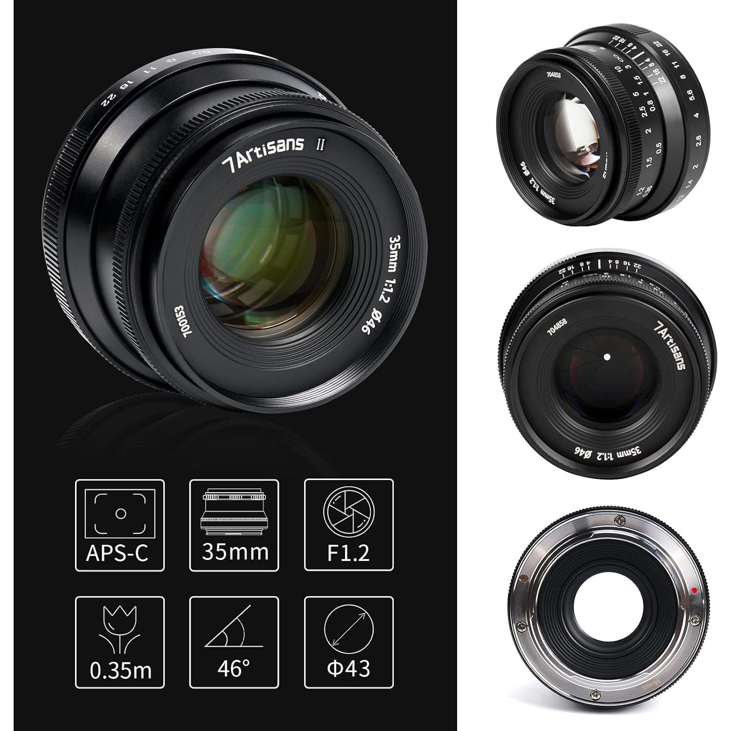 Lente Prime 35mm F1.2 7artisans para Canon M - Nueva Versión