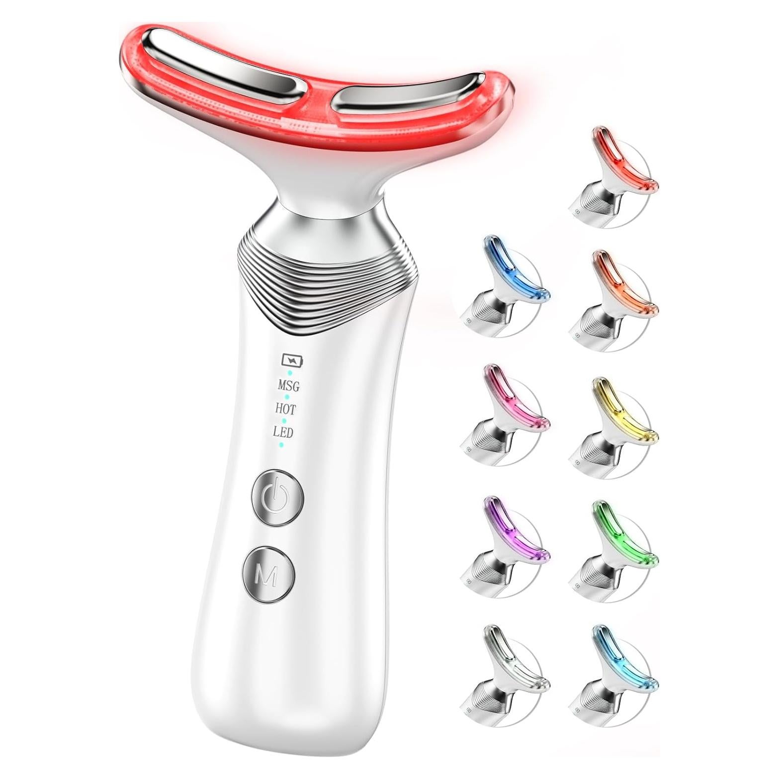 Masajeador Facial 9-en-1 Duomeilin Blanco con Luz Roja