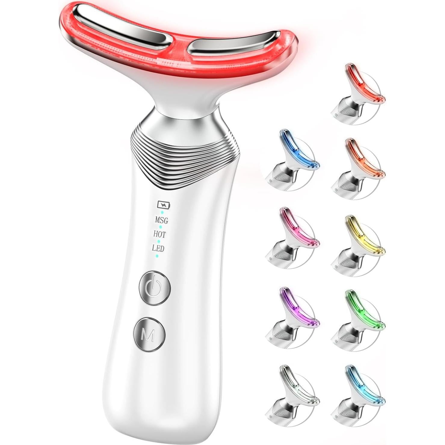 Masajeador Facial 9-en-1 Duomeilin Blanco con Luz Roja