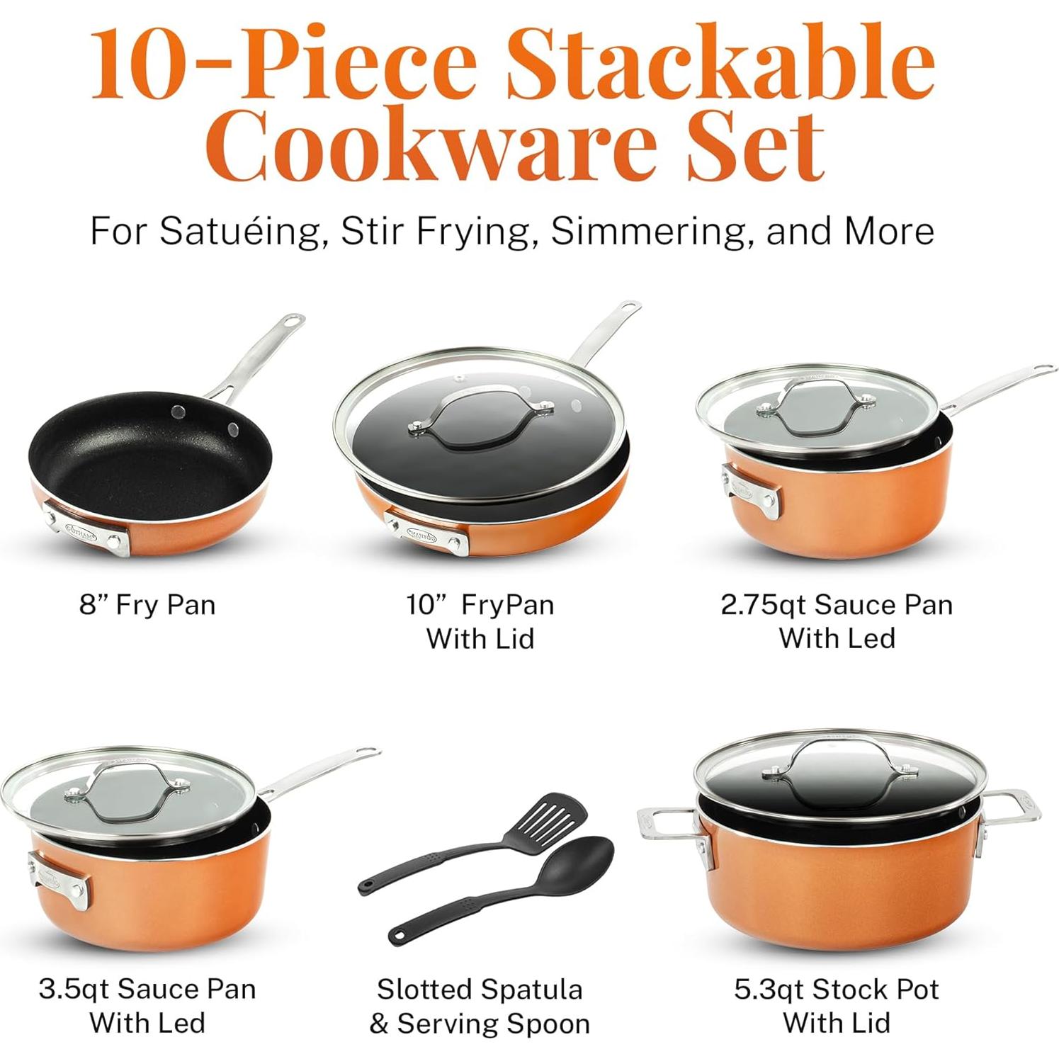 Juego de Ollas y Sartenes Gotham Steel 10 Pzas Antiadherente