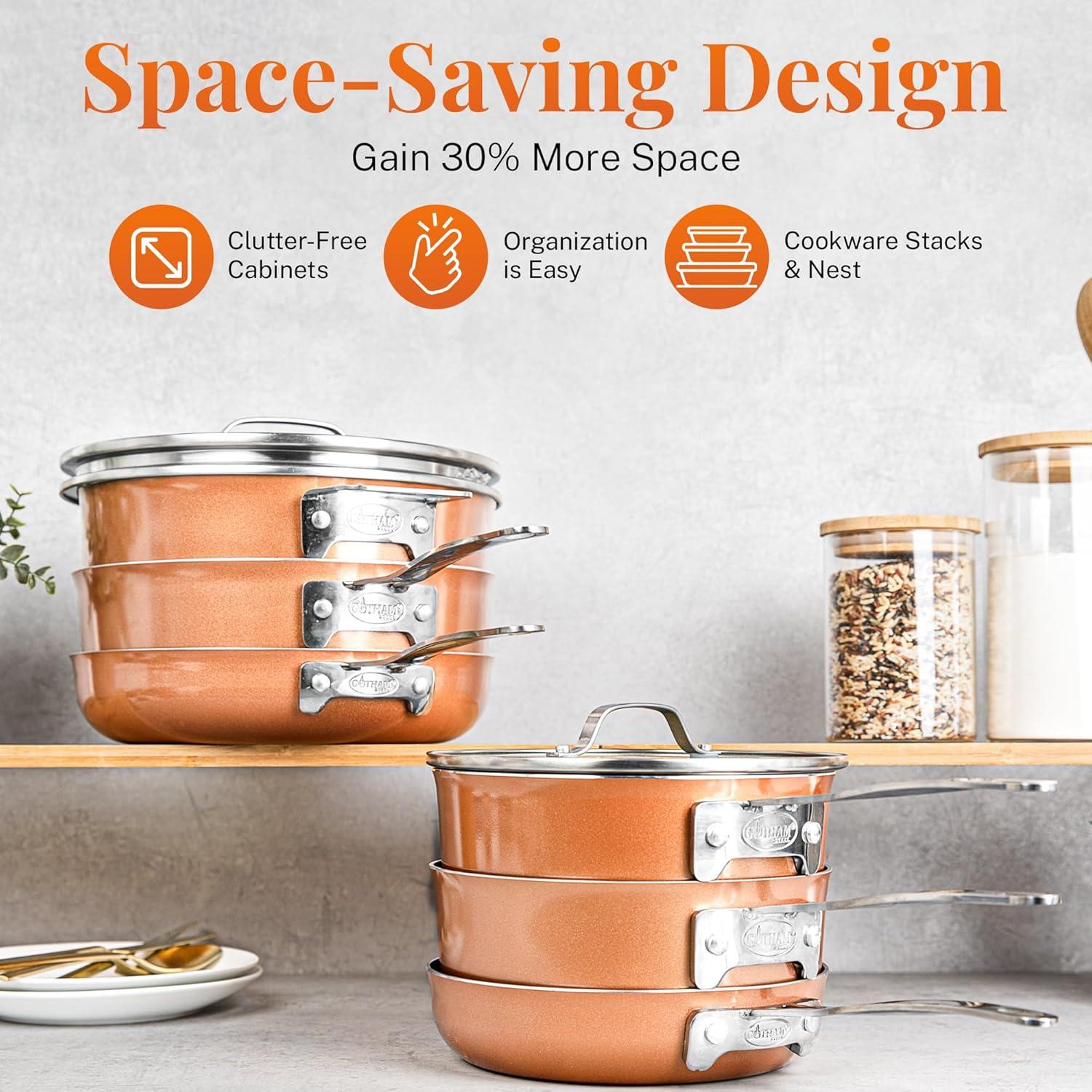 Juego de Ollas y Sartenes Gotham Steel 10 Pzas Antiadherente