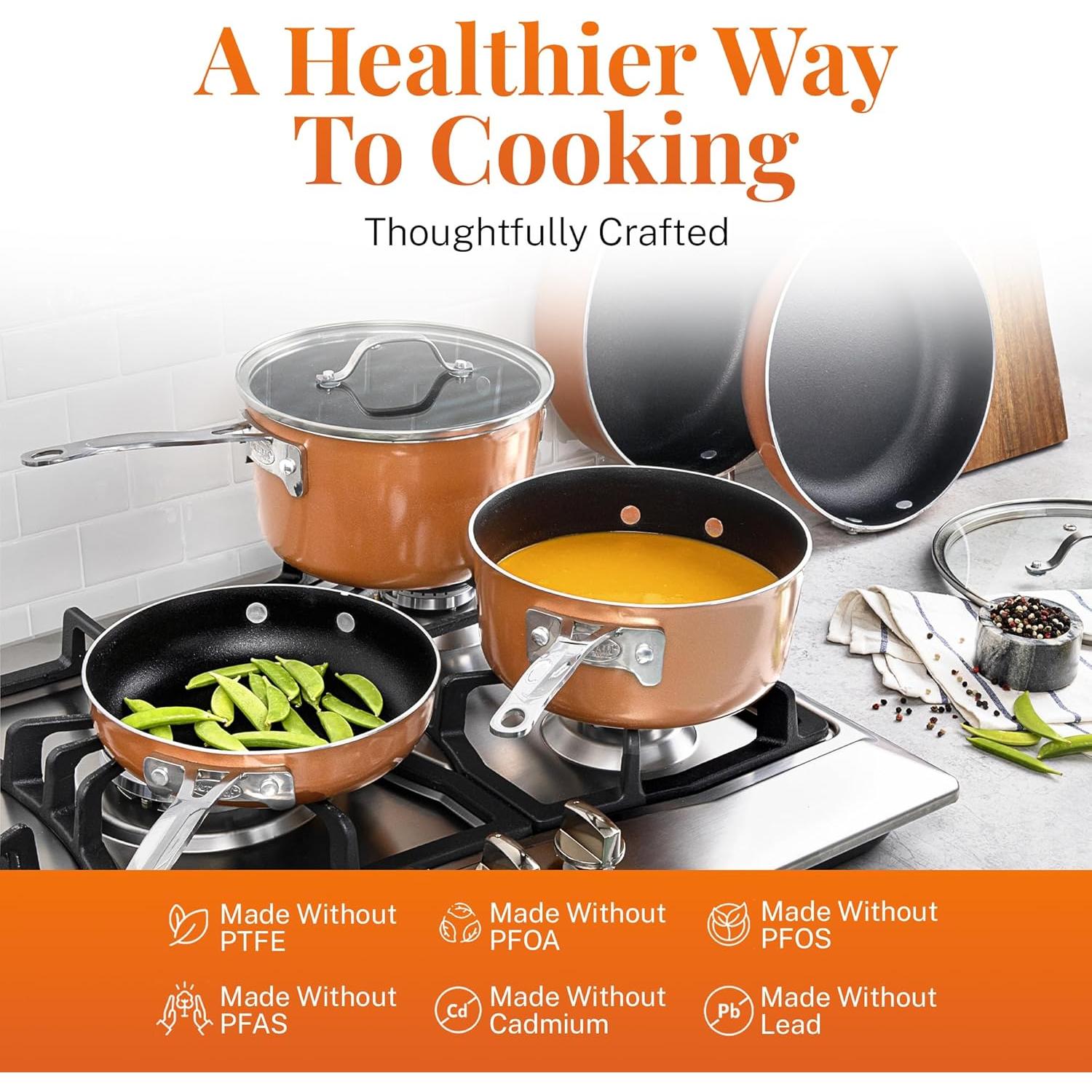 Juego de Ollas y Sartenes Gotham Steel 10 Pzas Antiadherente