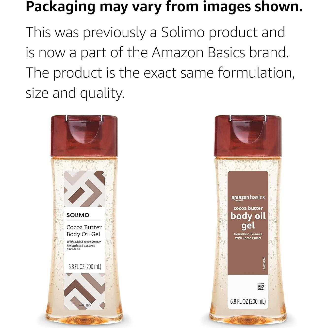 Gel de Aceite Corporal Amazon Basics Manteca de Cacao 200 ml