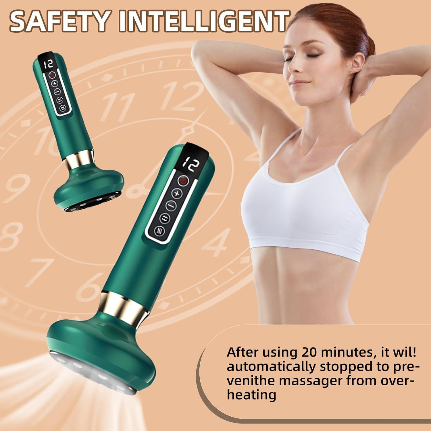 Handheld Cellulite Massager-Cupping Kit for Massage Therapy,Cupping Machine,Cellulite Massager with 12 Suction Modes, Rechargeable & Cordless varially Anti Cellulites Massager (Green)