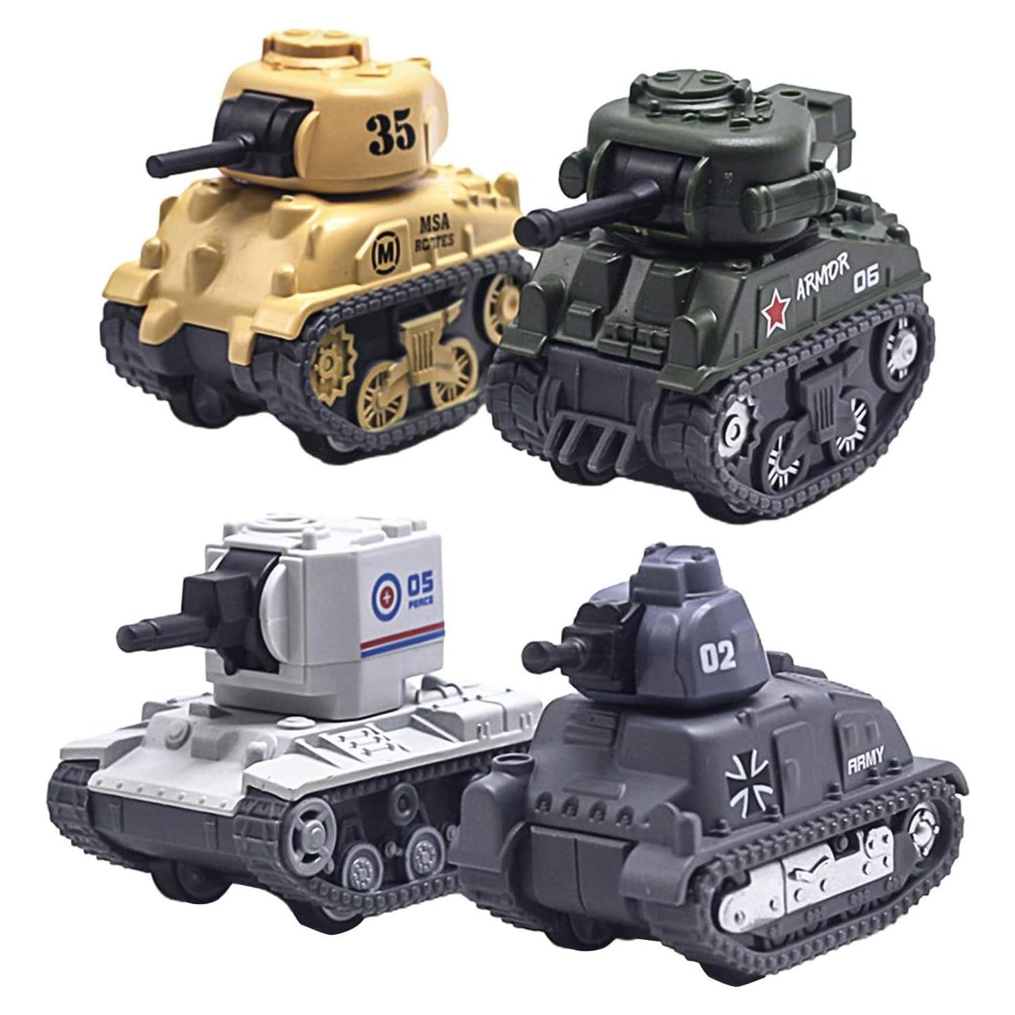 4 Tanques de Juguete Retroceso Ai-Fun Metal 1:64 Color Sólido