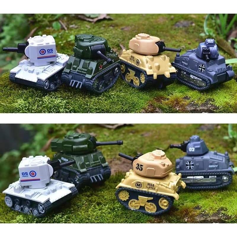 4 Tanques de Juguete Retroceso Ai-Fun Metal 1:64 Color Sólido