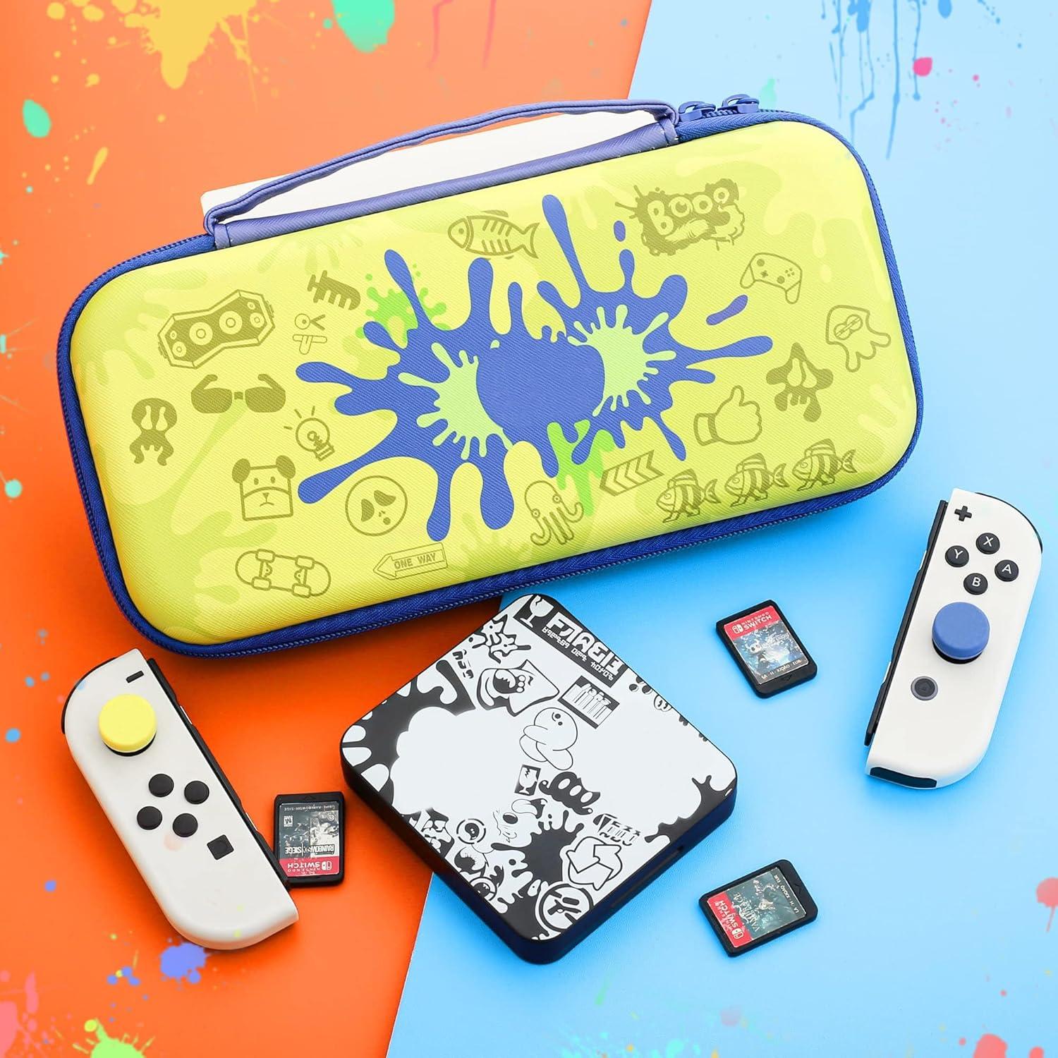 Funda de transporte dura RHOTALL azul para Nintendo Switch