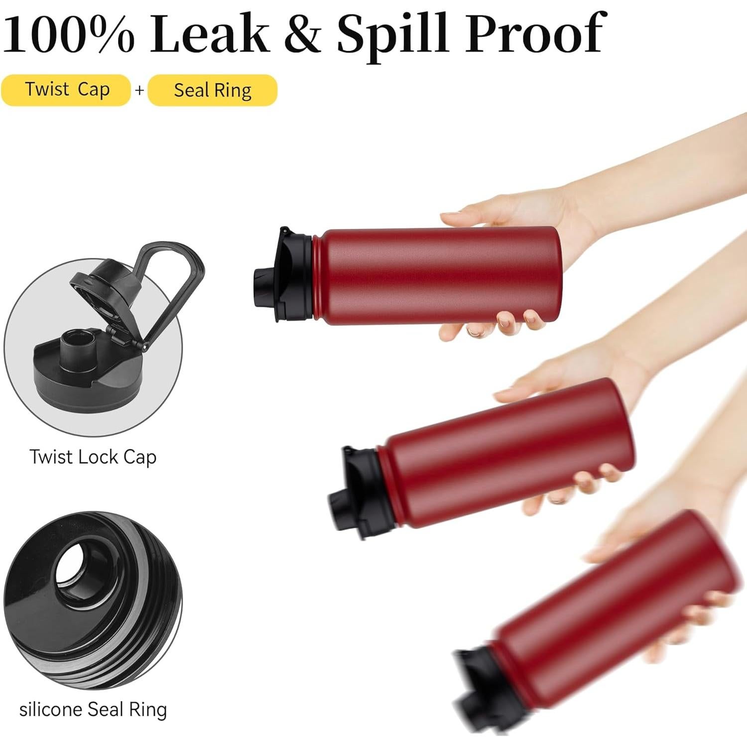 Botella de Agua Aislada VQRRCKI 24 oz 8 Pack Roja