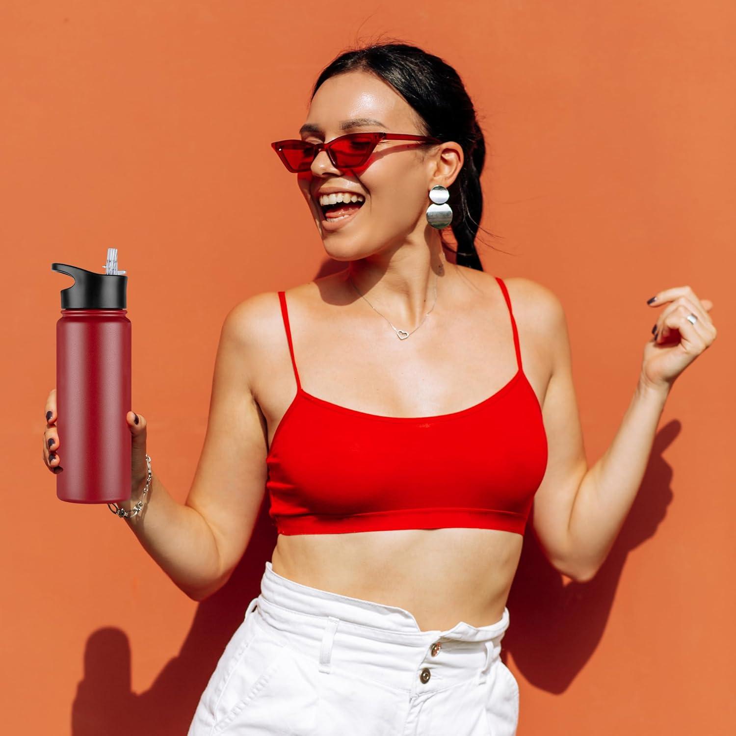 Botella de Agua Aislada VQRRCKI 24 oz 8 Pack Roja