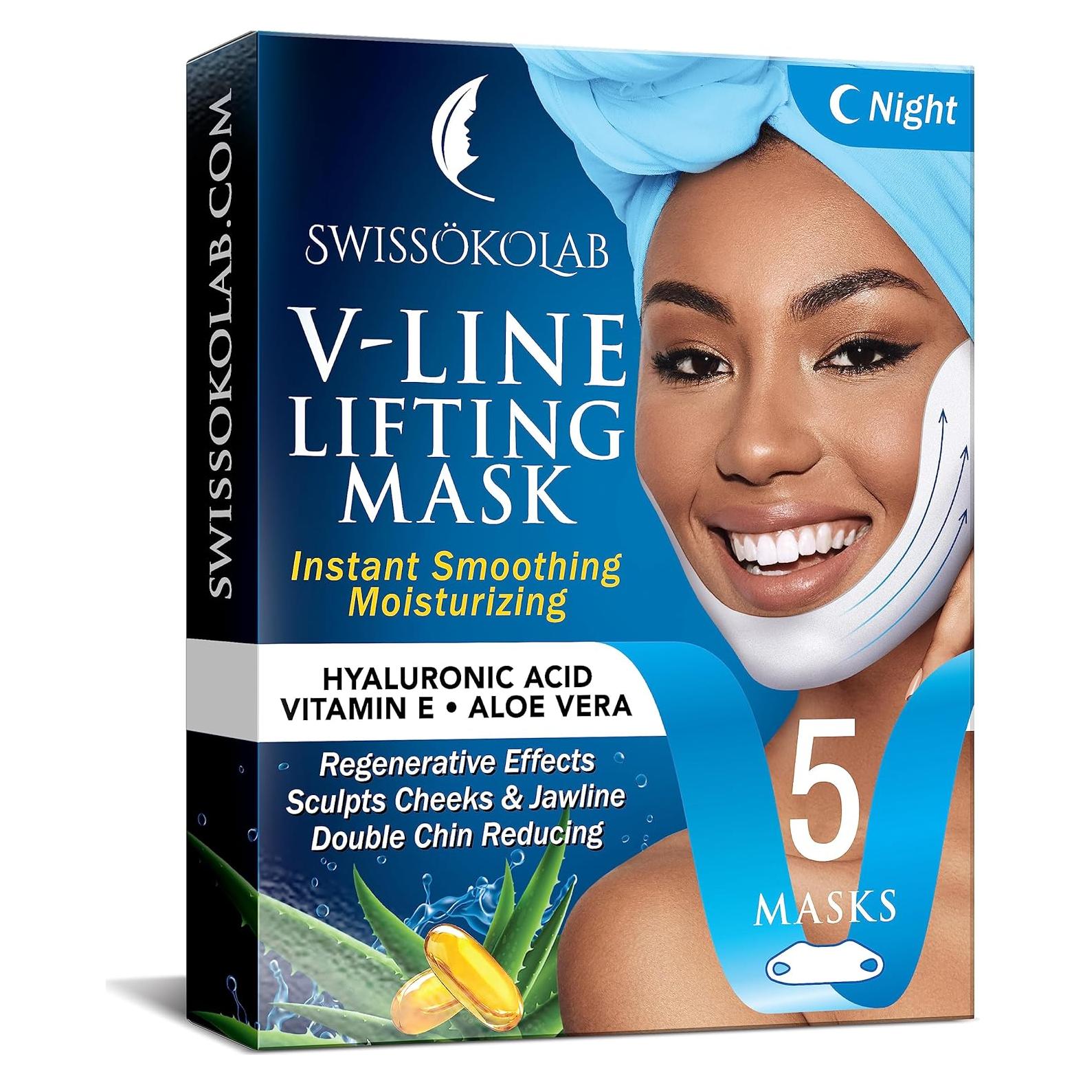 Mascarilla Facial Levantadora V-Line Swissokolab 5 Pcs