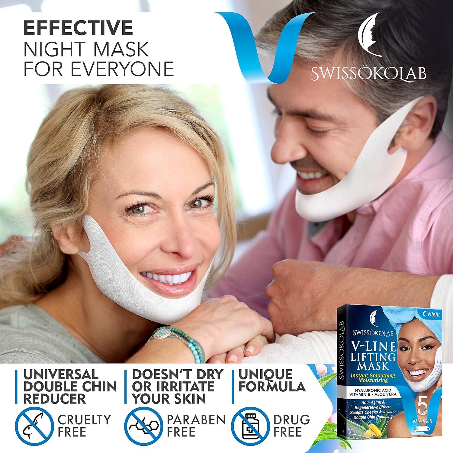 Mascarilla Facial Levantadora V-Line Swissokolab 5 Pcs