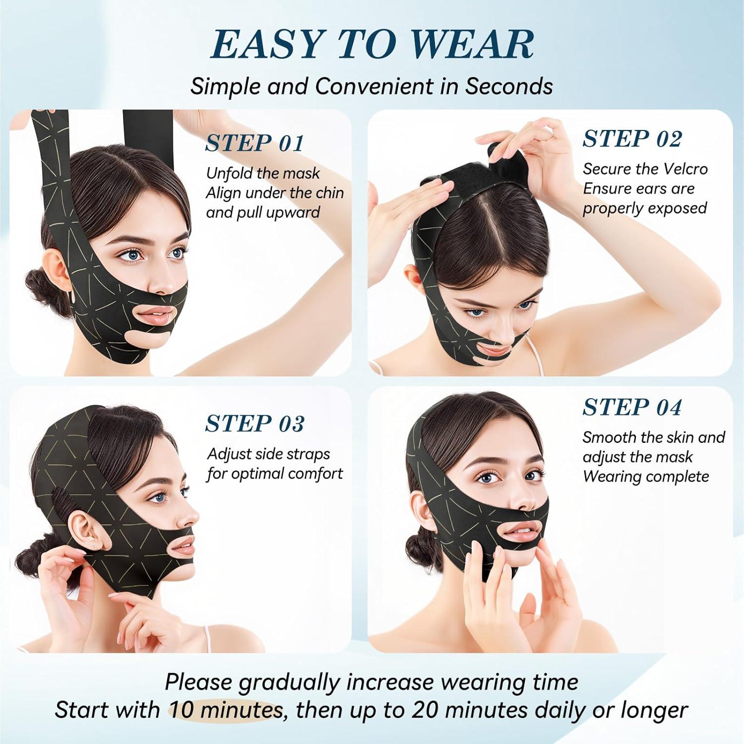 Correa de Barbilla JUSRON Ajustable para Dormir - Negro