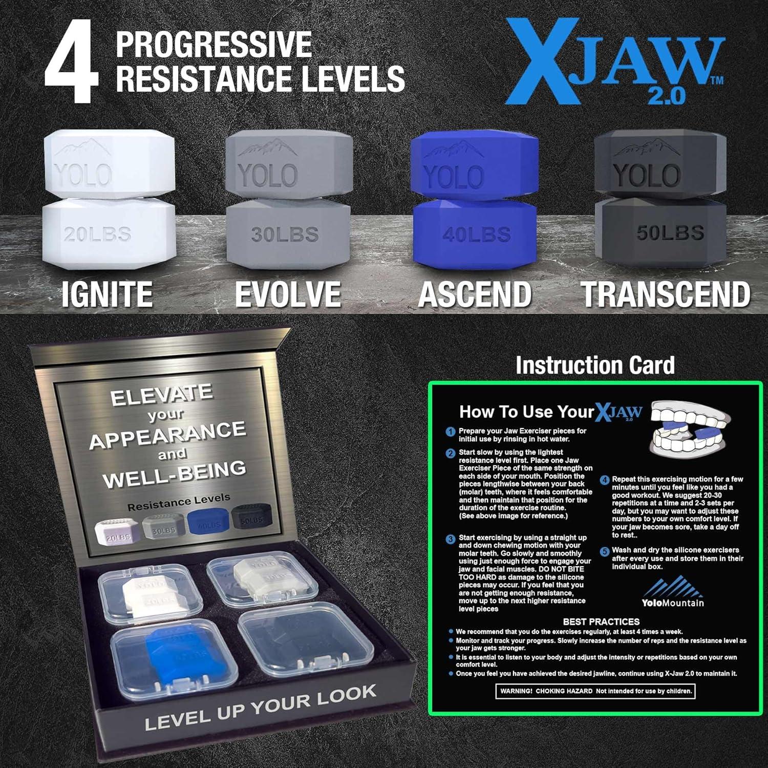 X-JAW 2.0 Ejercitador de Mandíbula Premium, 4 Niveles