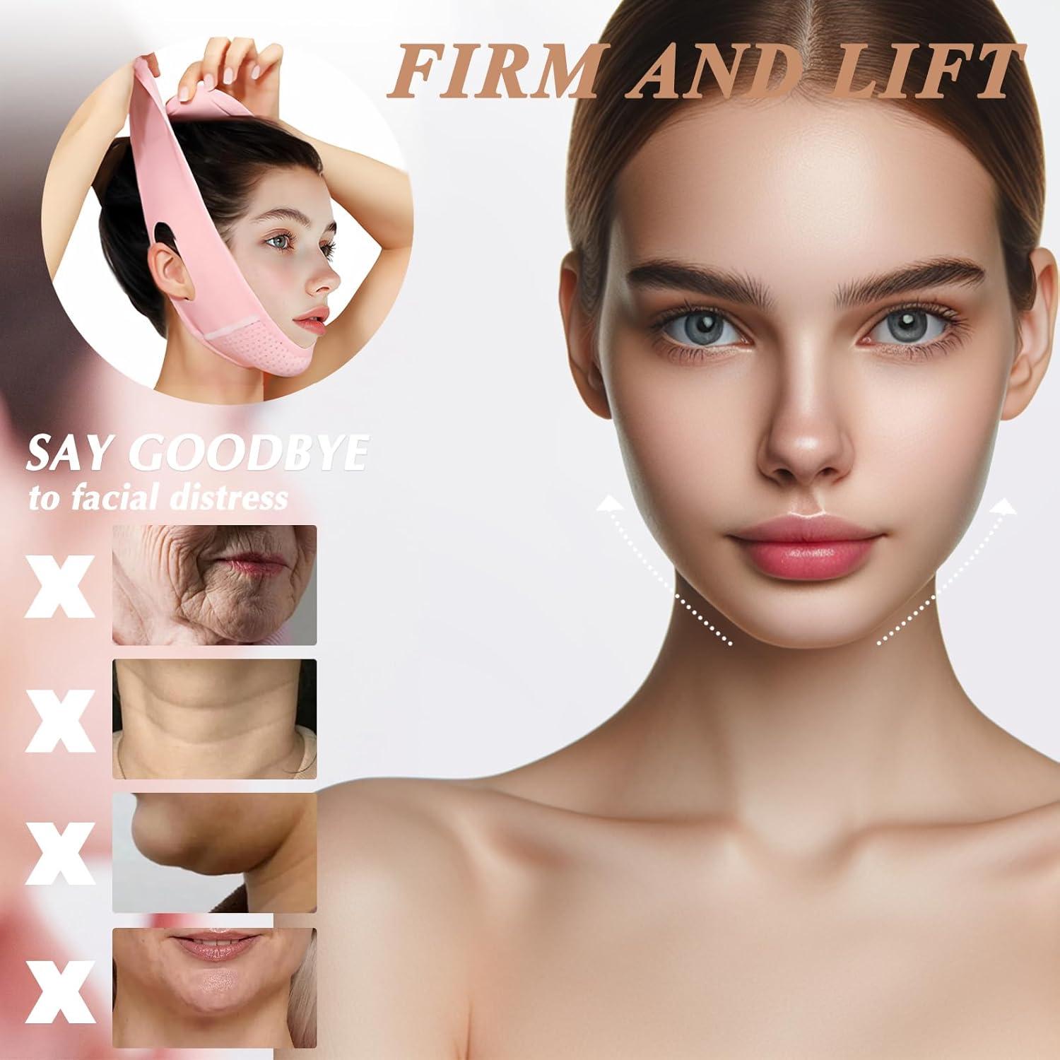 Mascarilla Facial V Line Beiskll con Correa Ajustable Rosa